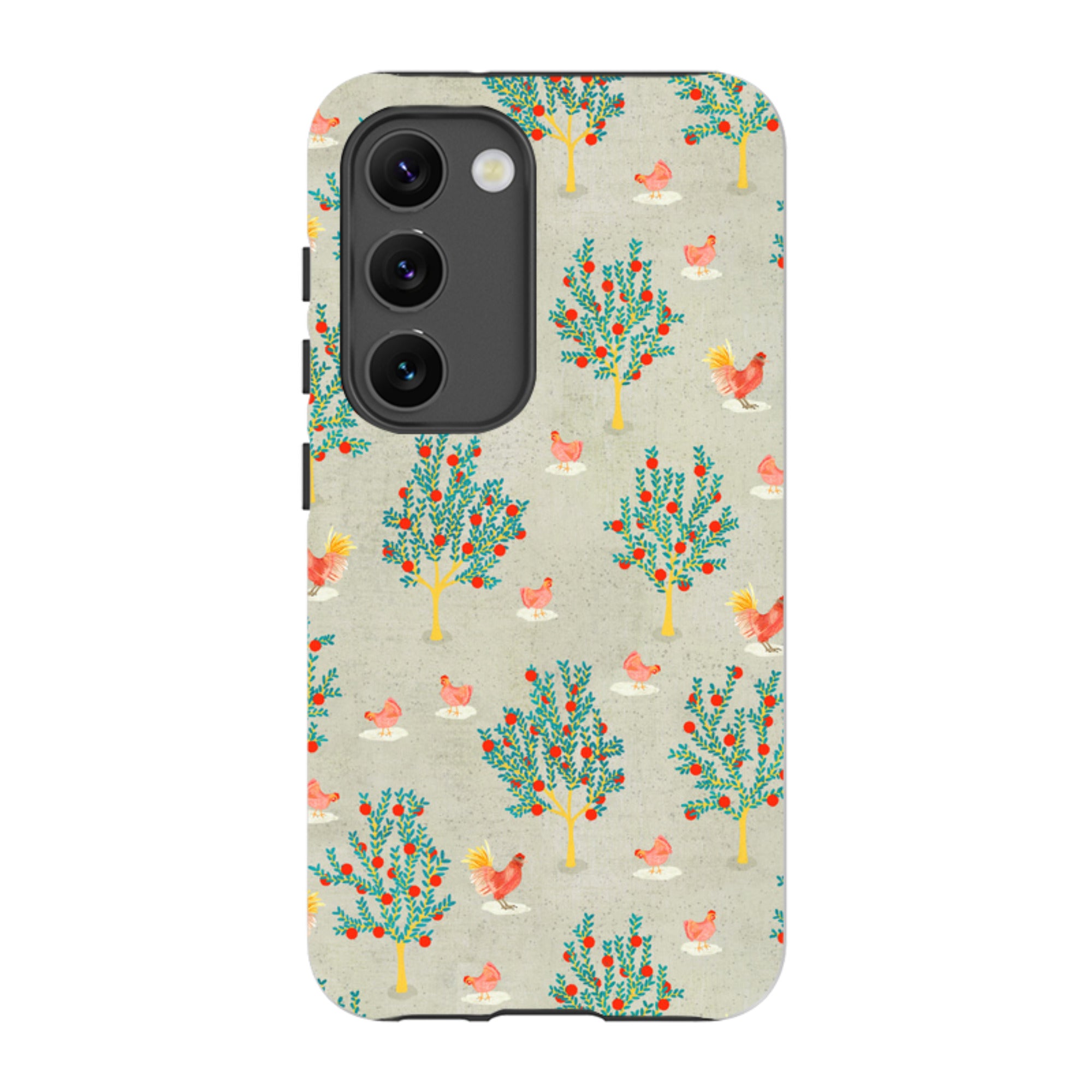 Samsung Tough Case - Apple Trees And Chickens Grey By Katherine Quinn