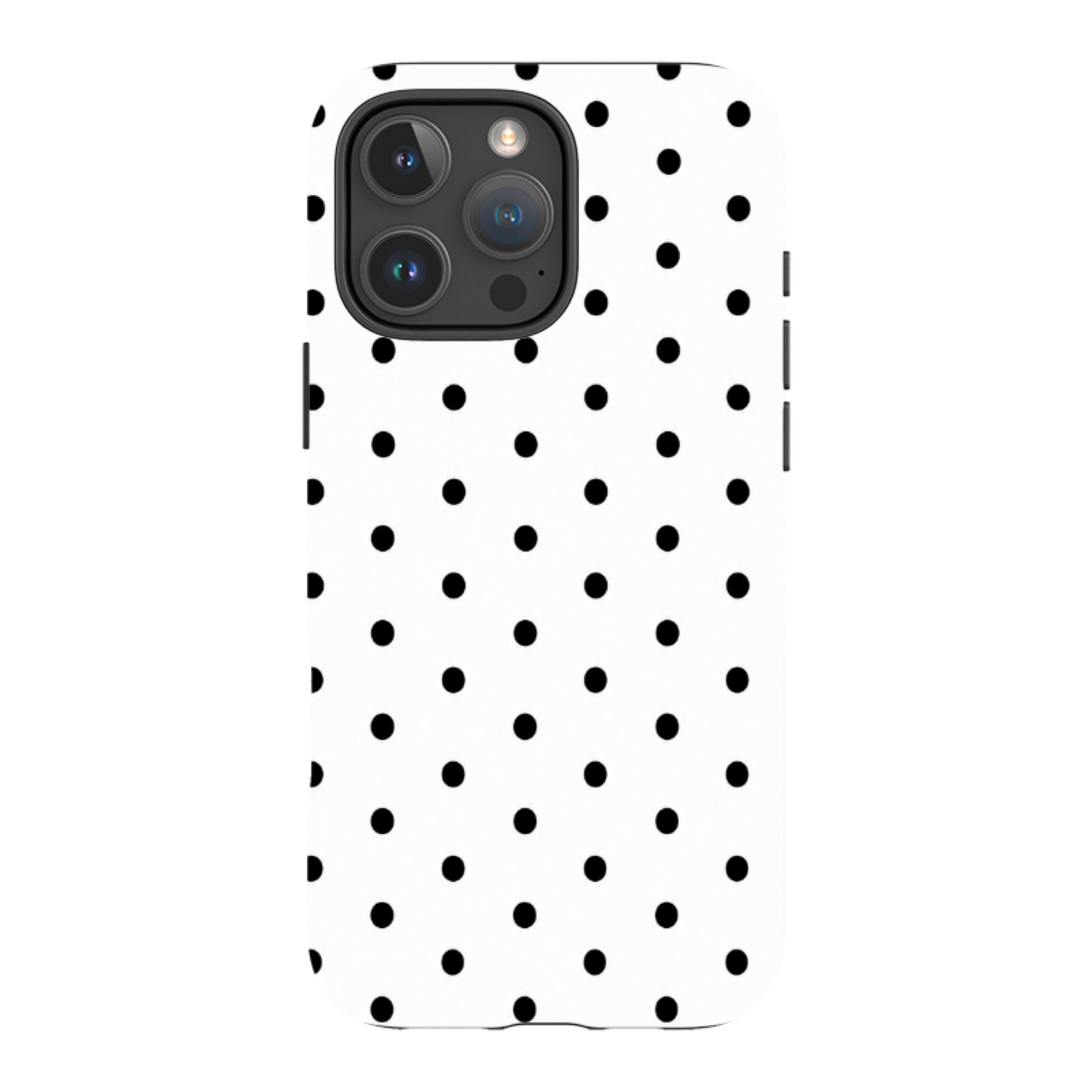 iPhone Tough Case - White & Black Polka Dot