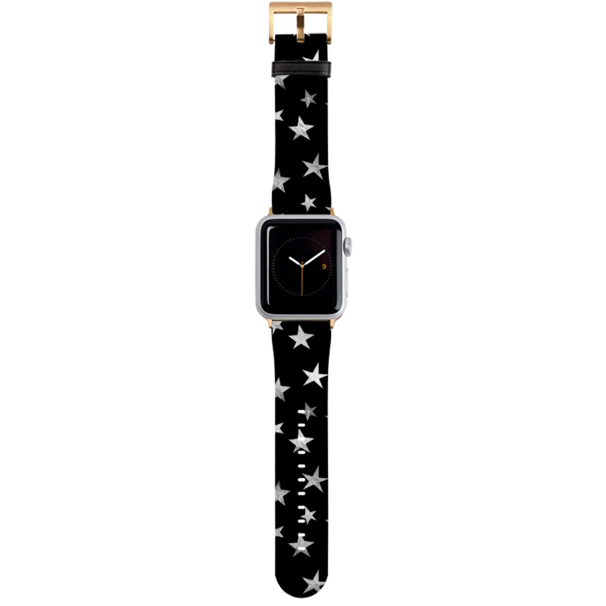 Black and Silver Stars Apple Watch Strap