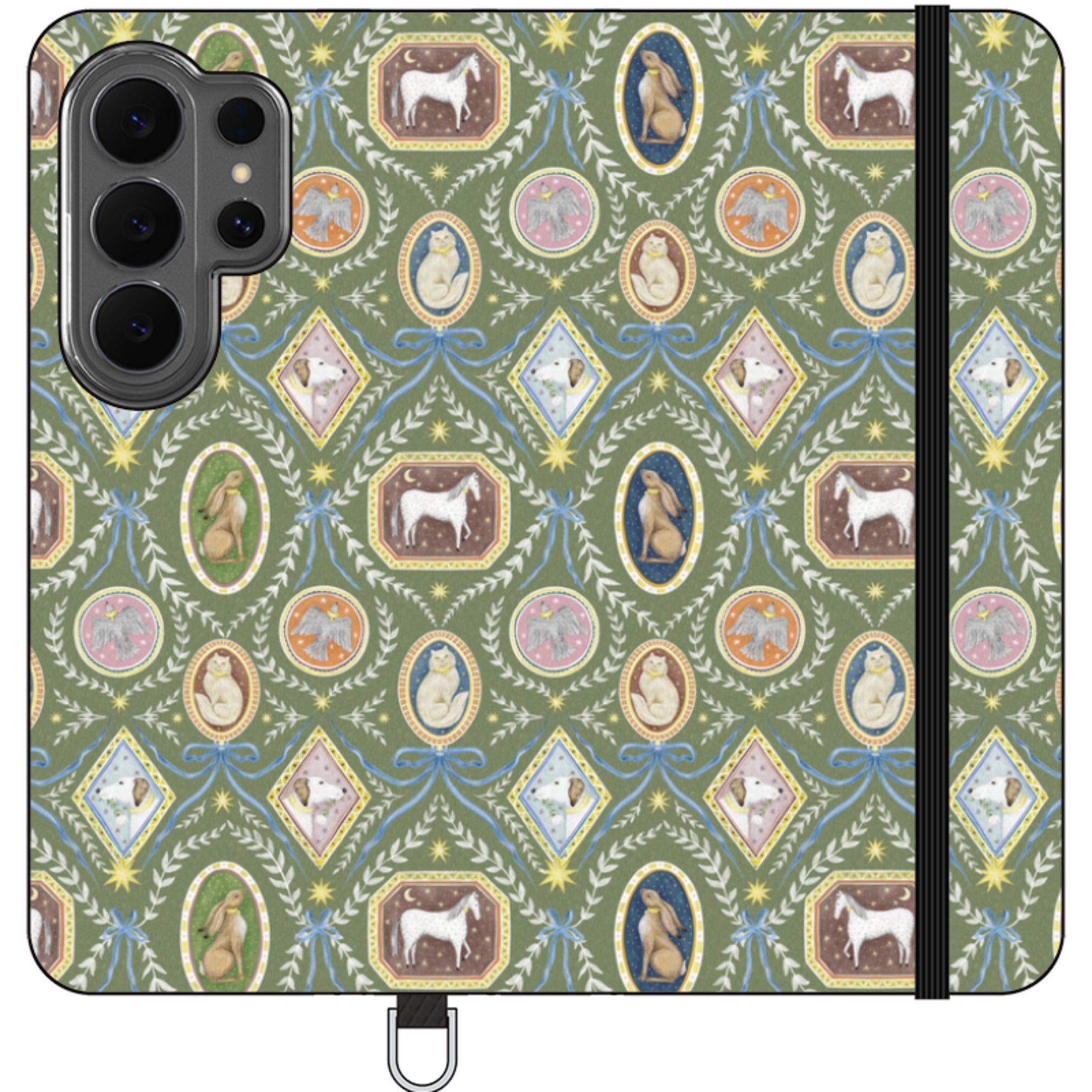 Charleston Moss Green Wallet Case By Catherine Rowe