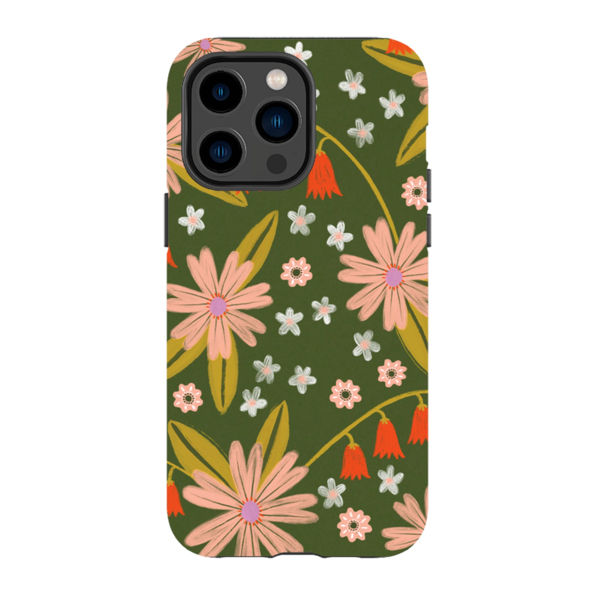 iPhone Tough Case - Red and Green Floral Pattern By Lee Foster Wilson