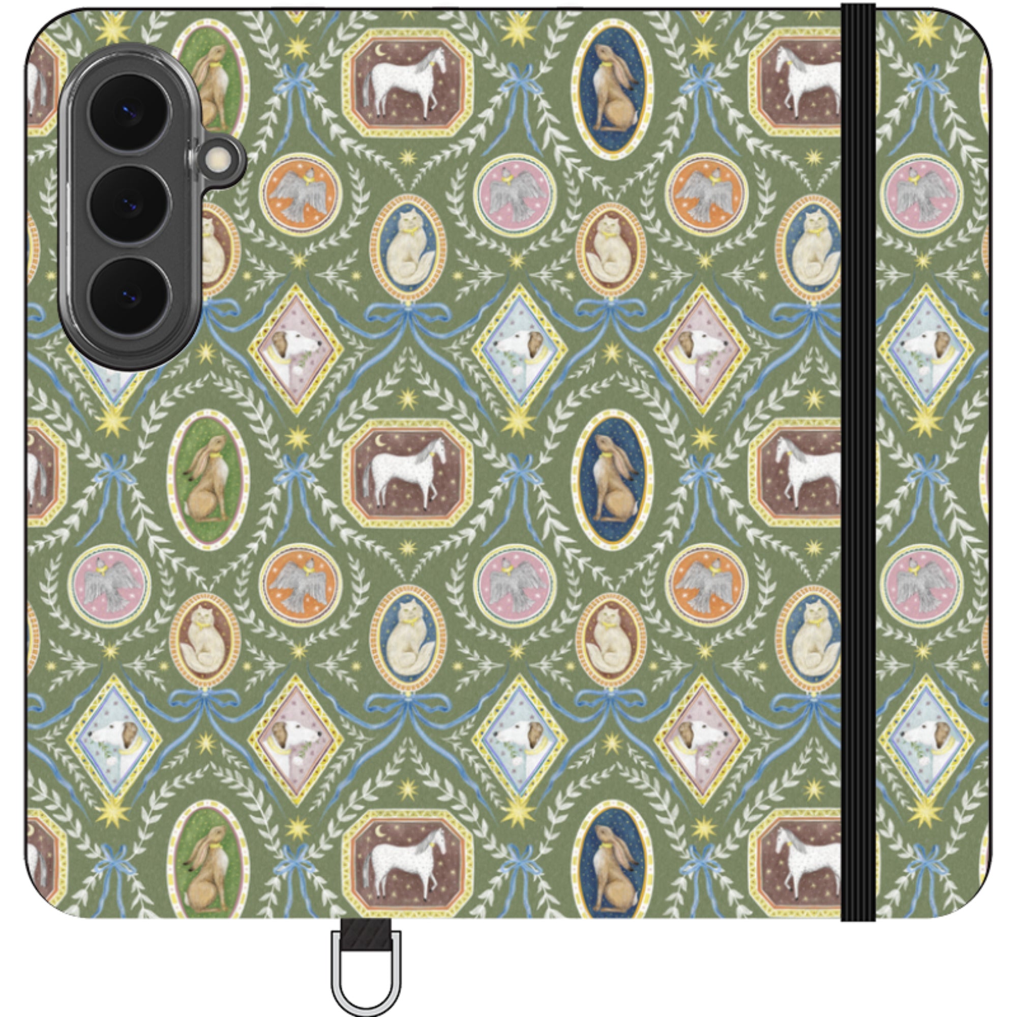 Charleston Moss Green Wallet Case By Catherine Rowe