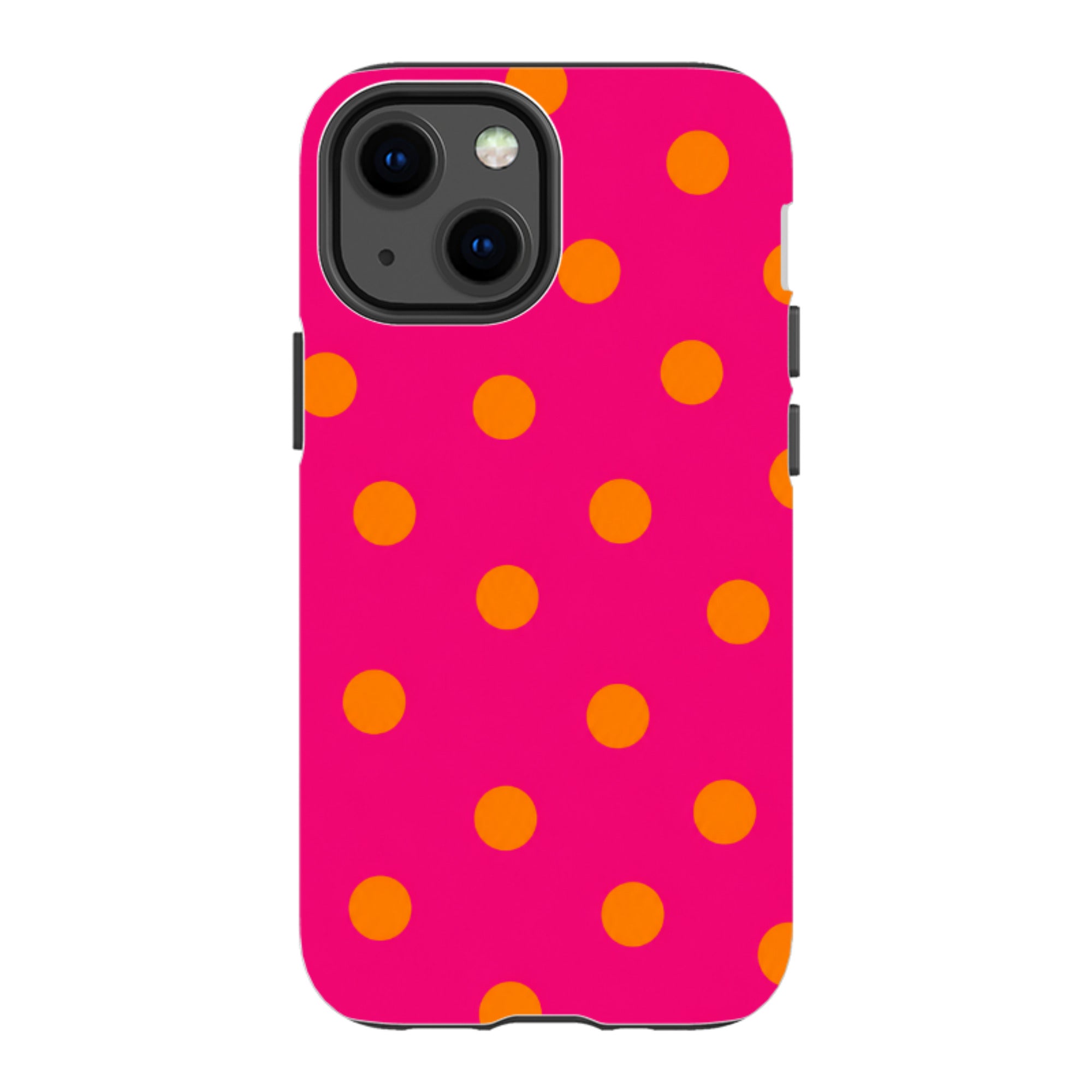 iPhone Tough Case - Hot Pink & Orange Polka Dot