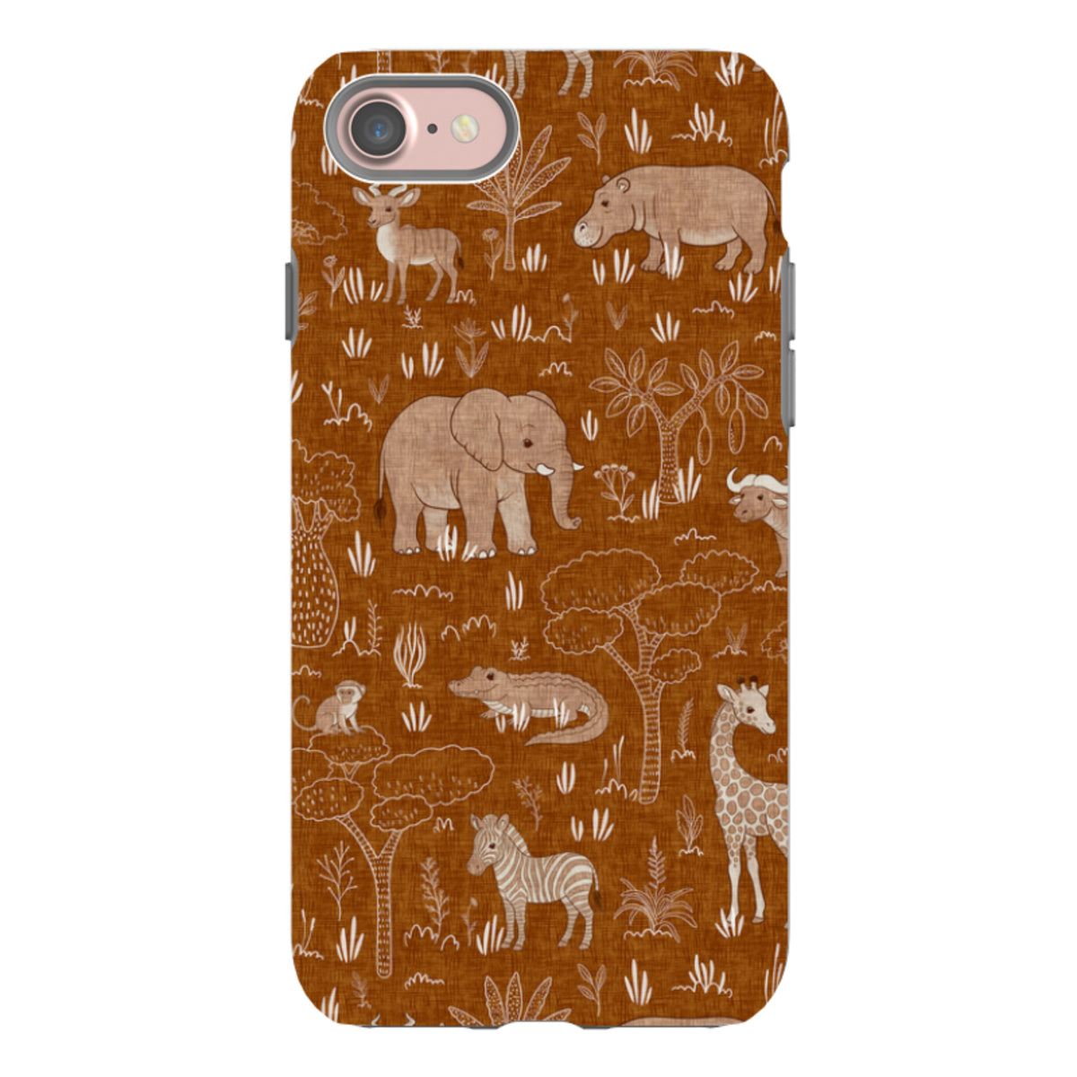 iPhone Tough Case - Savanna Wildlife - Rust By Katherine Quinn