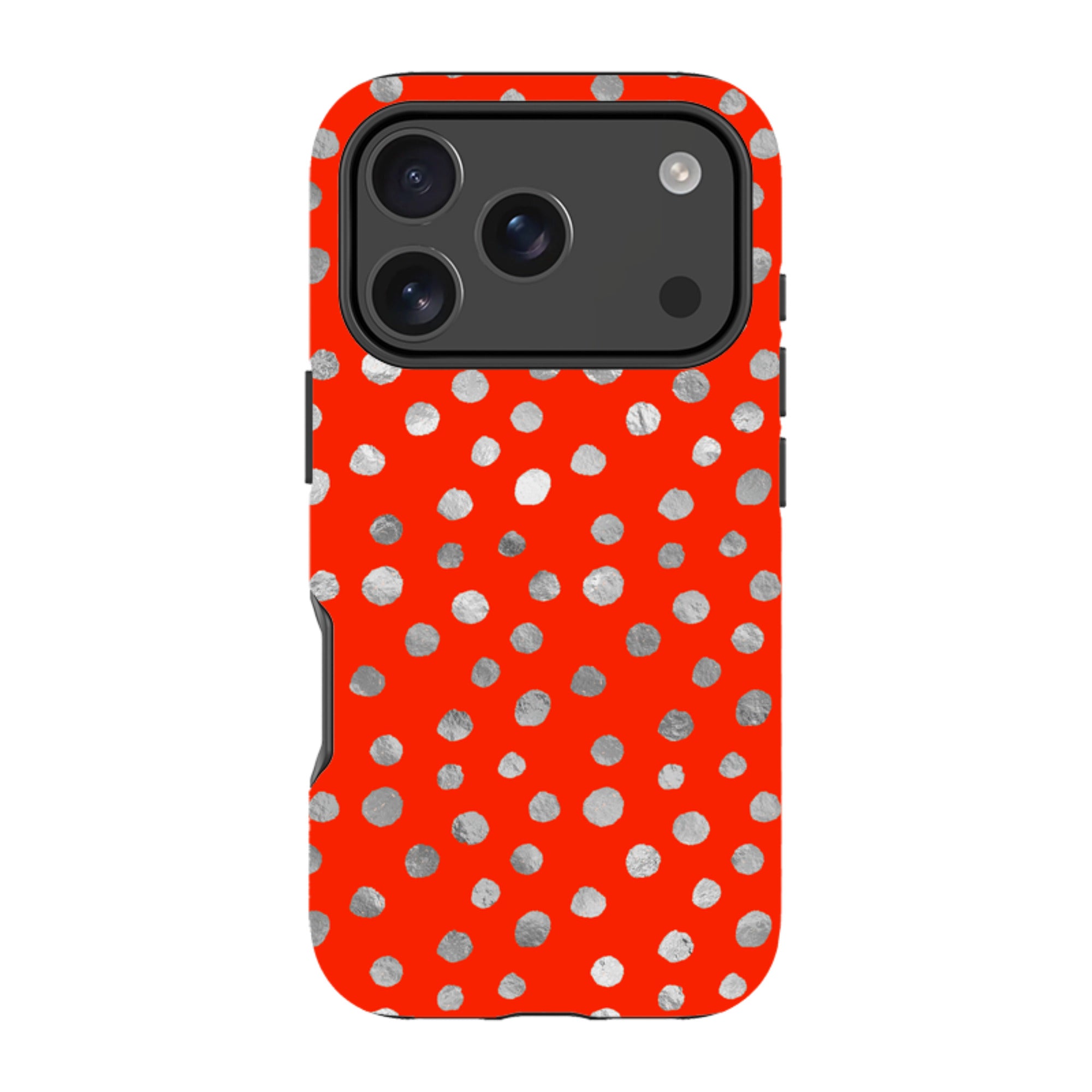 iPhone Tough Case - Red and Silver Dots