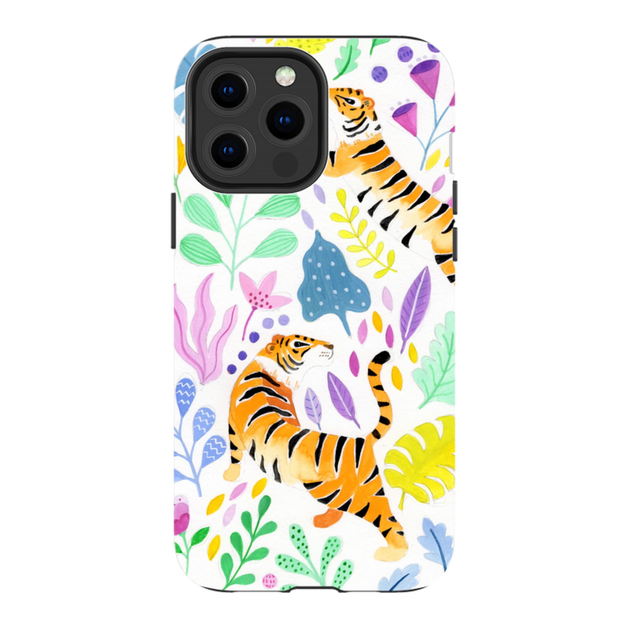 iPhone Tough Case - Tigers And Flowers By Bex Parkin
