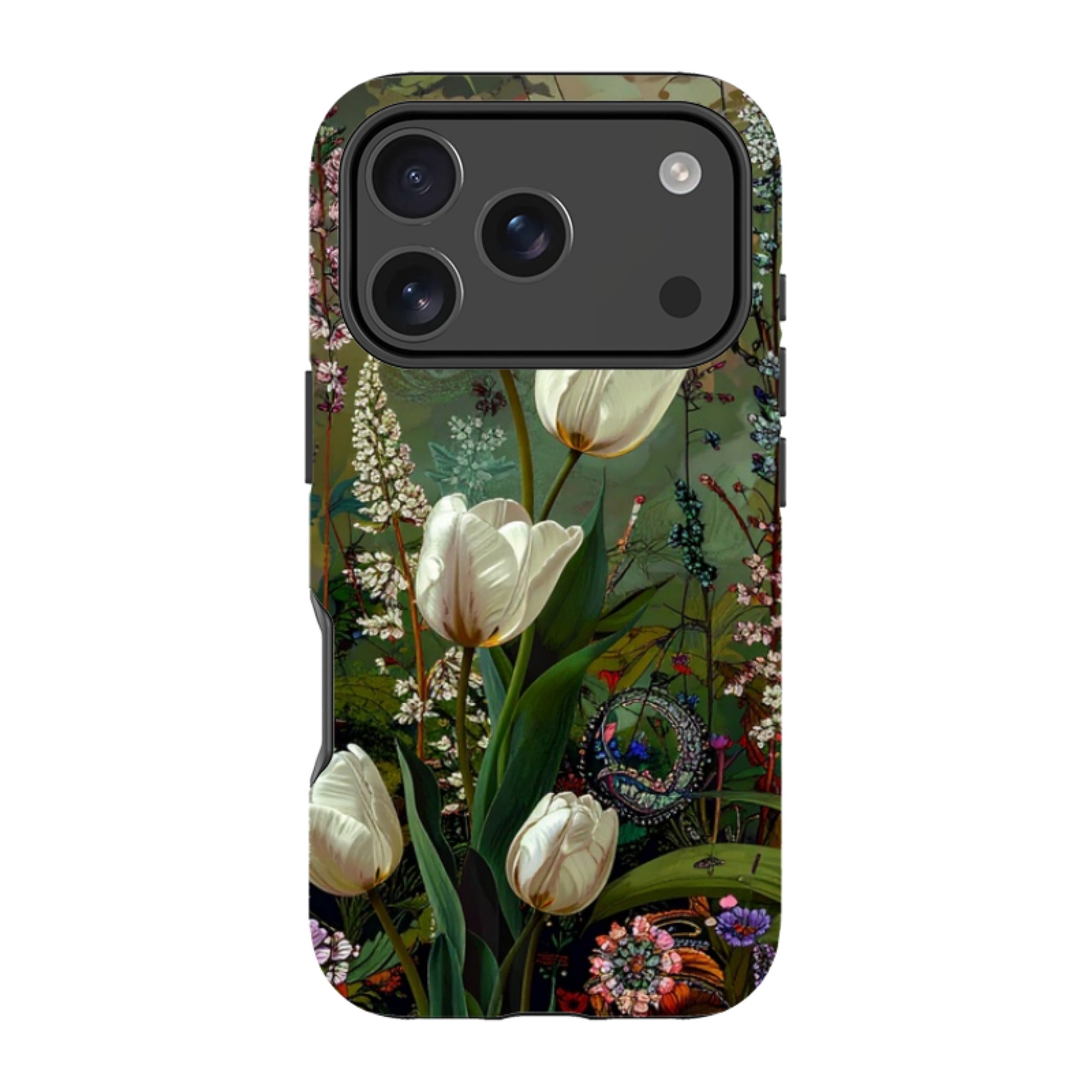 iPhone MagSafe Tough Case - Green Vyne White Tulips