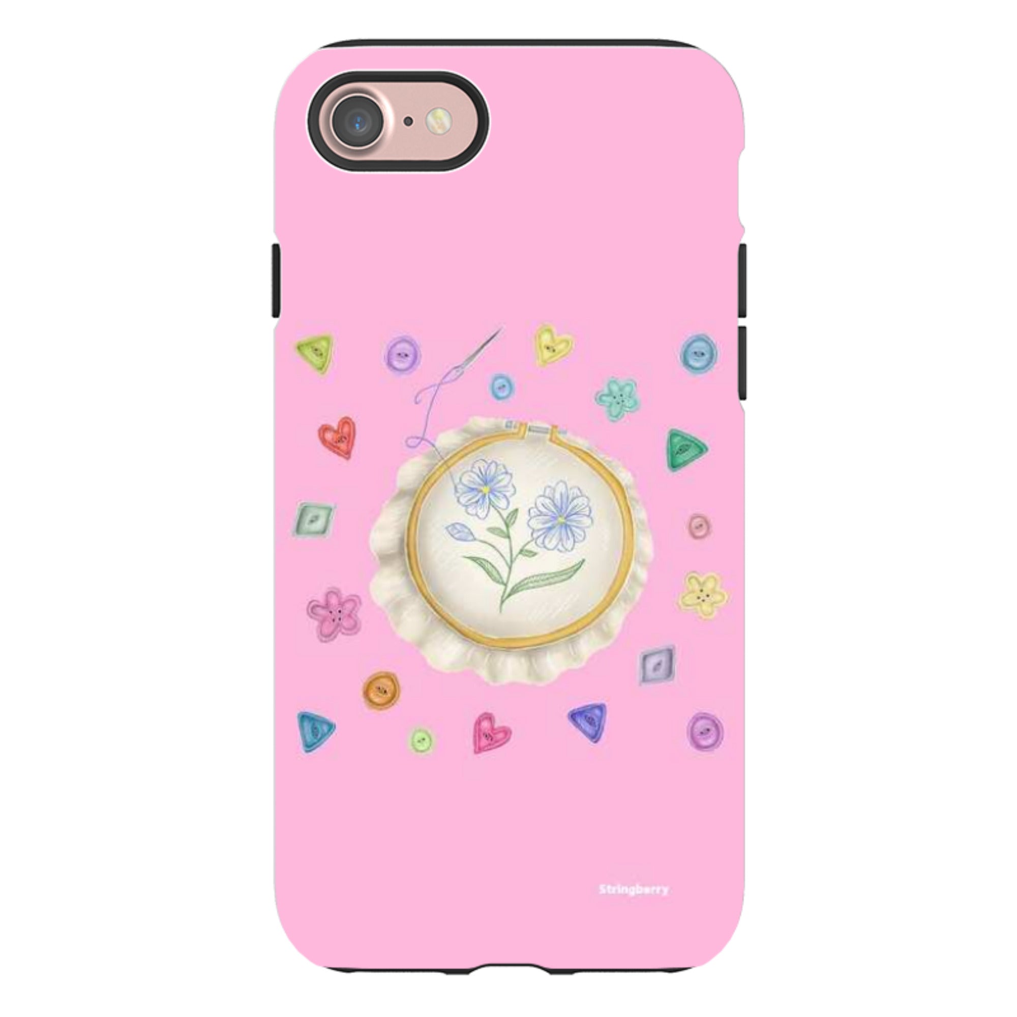 iPhone Tough Case - Flower Buttons Needlework By Catherine Rowe