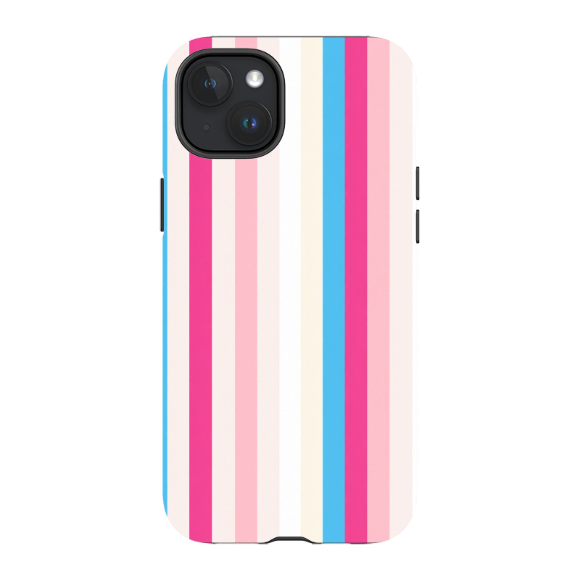iPhone MagSafe Tough Case - Pink, Blue & Cream Stripe