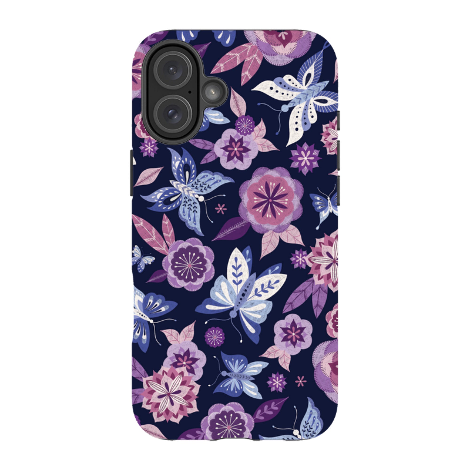 iPhone MagSafe Tough Case -  Butterfly Blooms Navy By Jenny Zemanek