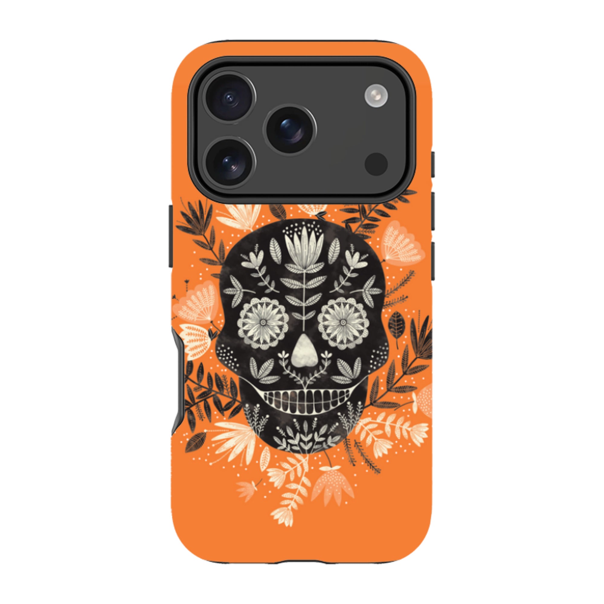 iPhone Tough Case - Sugar Skull Orange By Jade Mosinski
