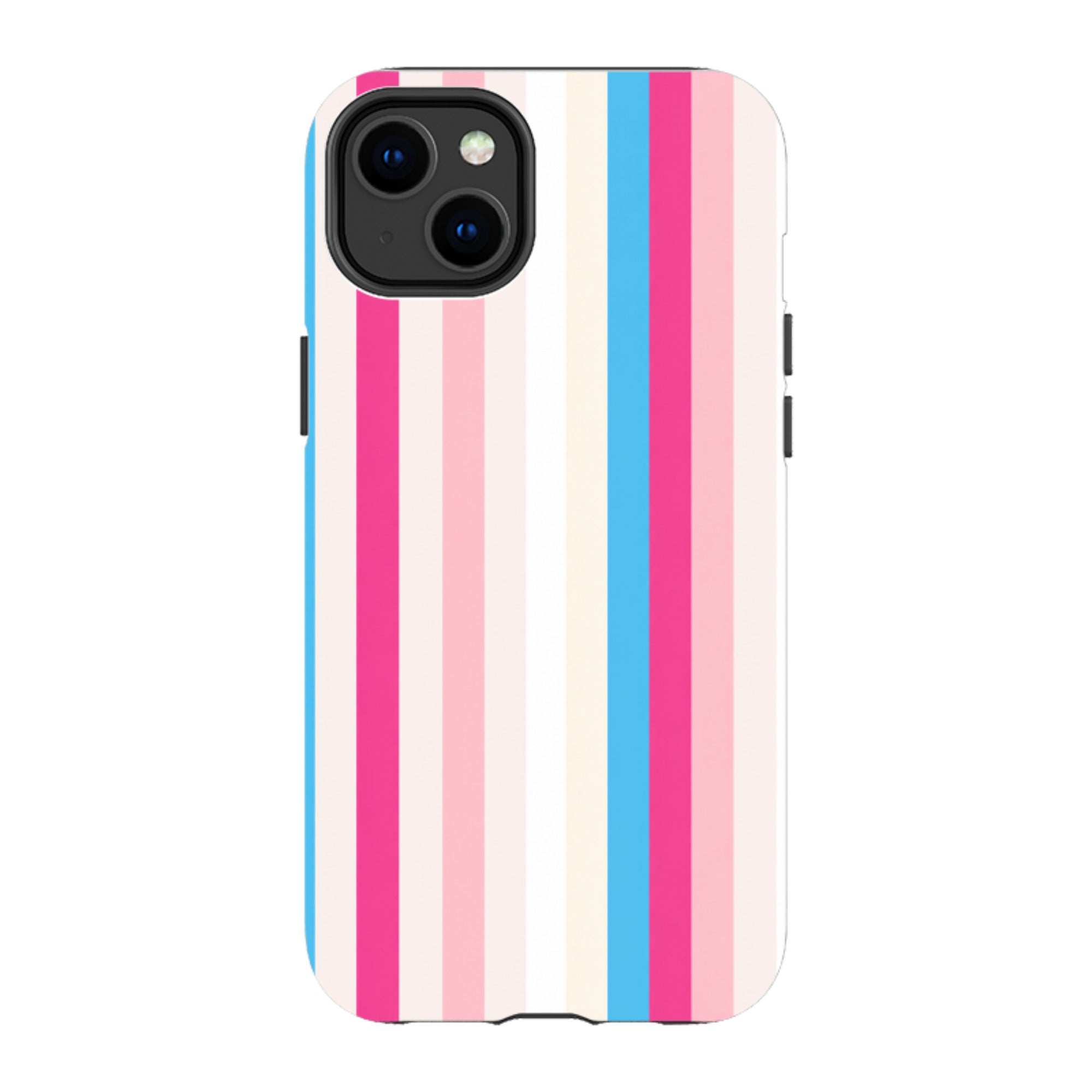 iPhone Tough Case - Pink, Blue & Cream Stripe