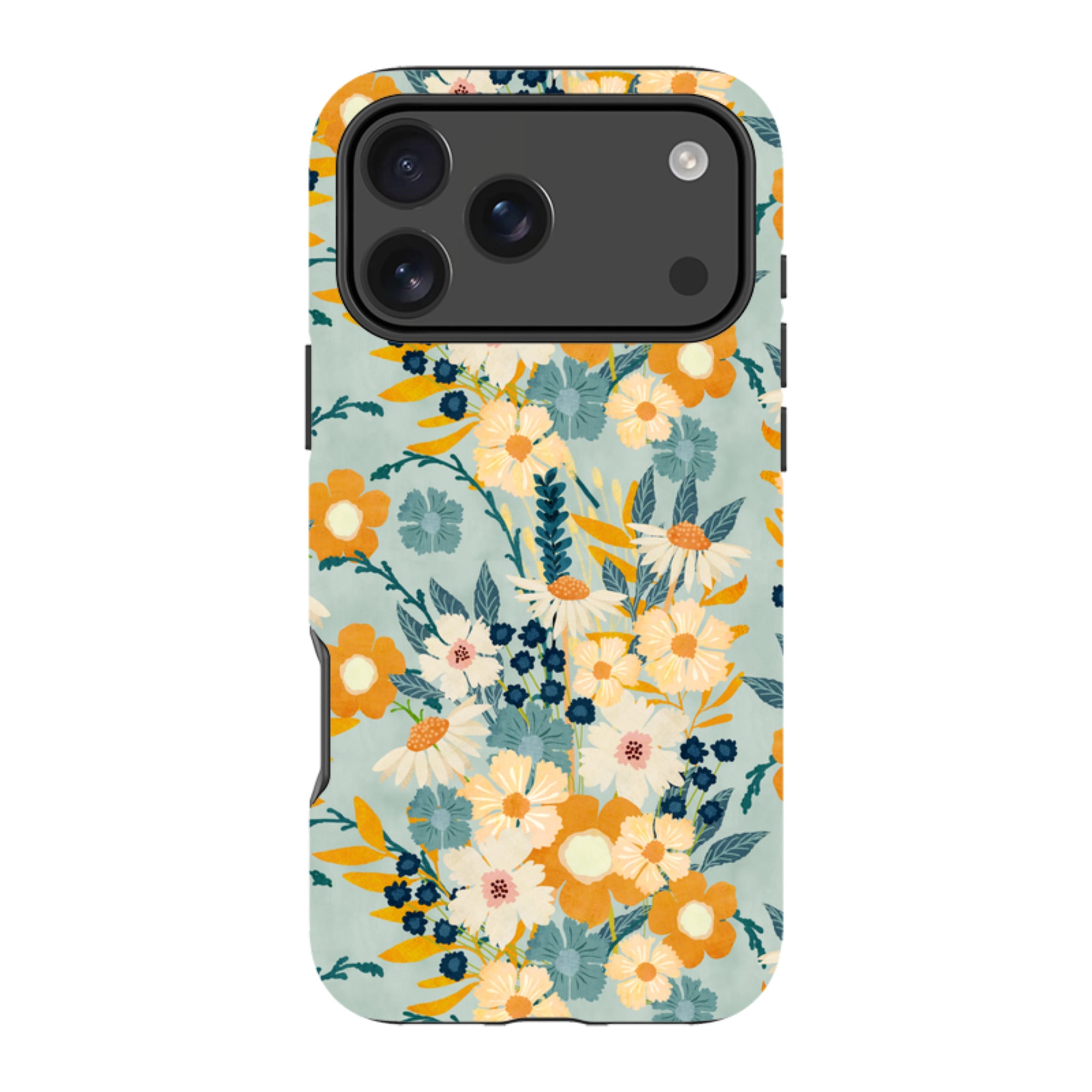 iPhone Tough Case - Yellow And Blue Floral By Katherine Quinn