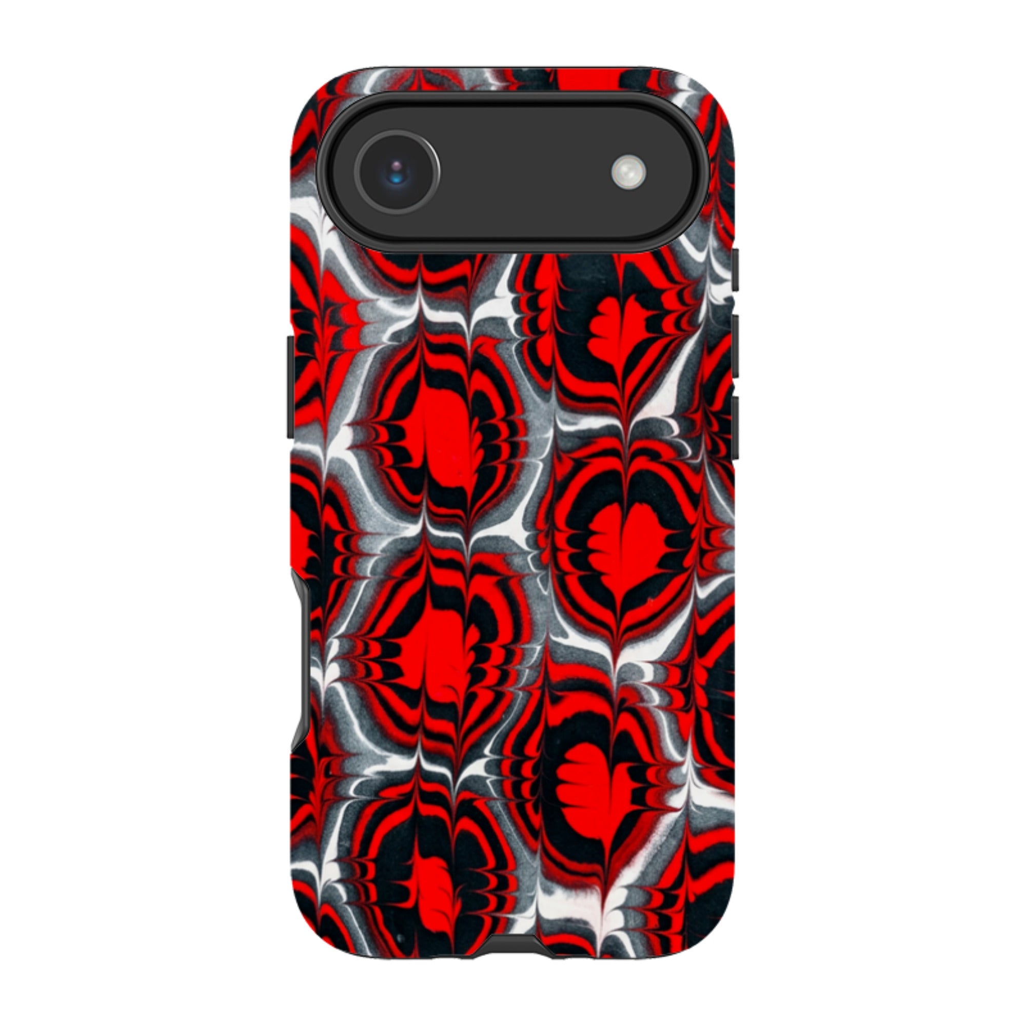 iPhone Tough Case - Red & Black Marble