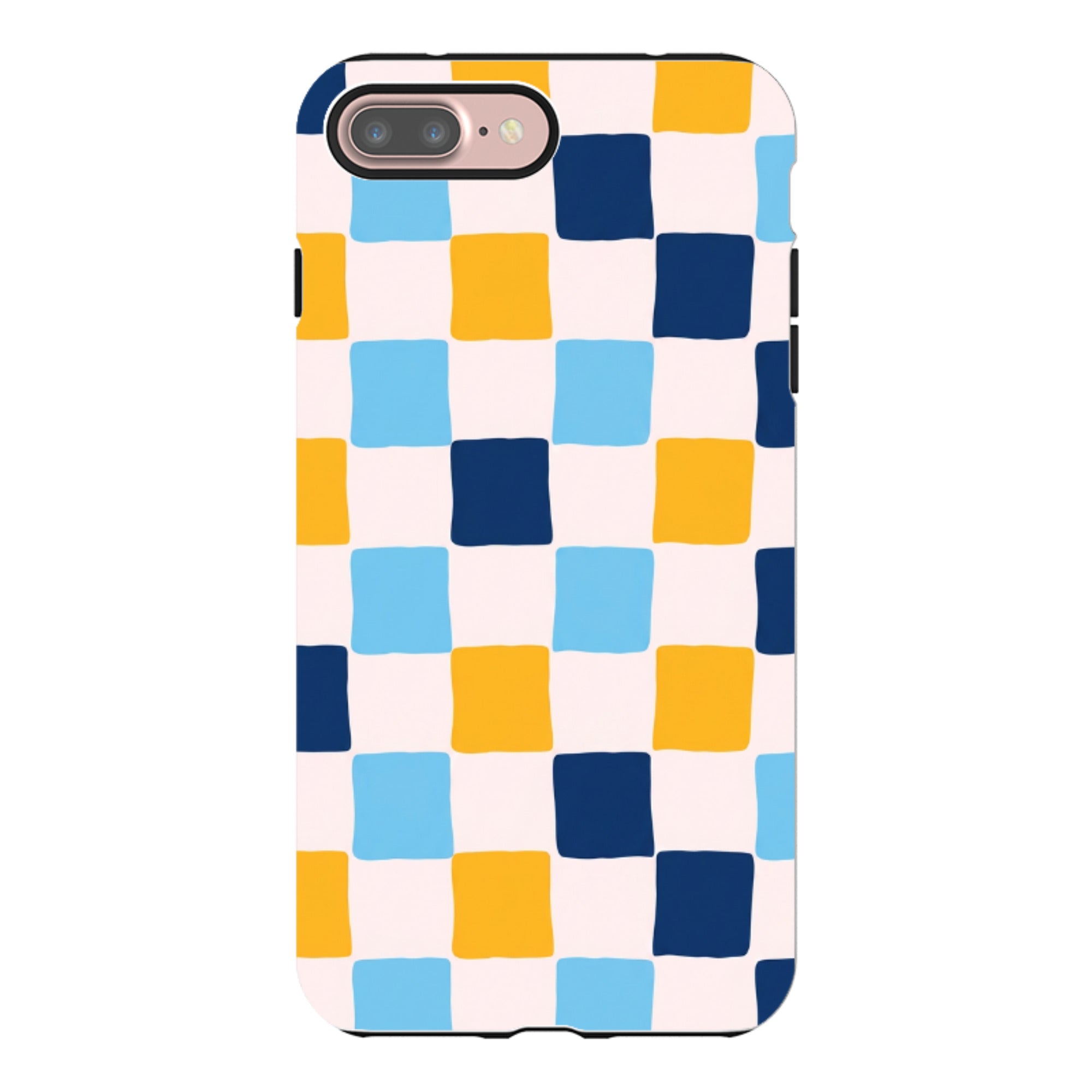 iPhone Tough Case - Blue & Yellow Checkerboard