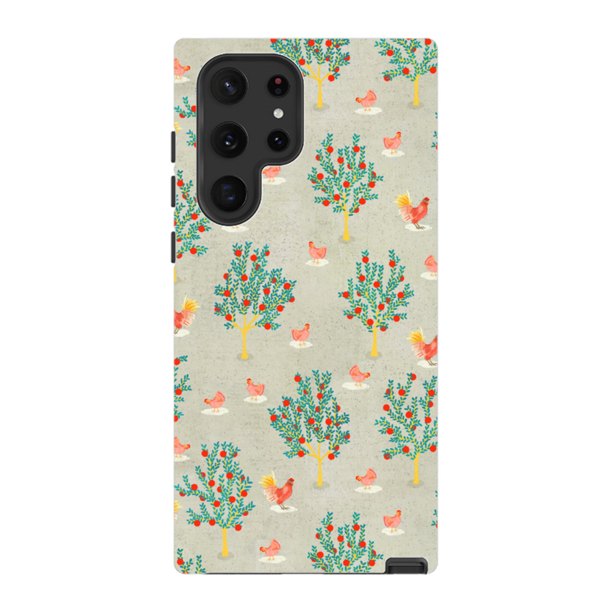 Samsung Tough Case - Apple Trees And Chickens Grey By Katherine Quinn