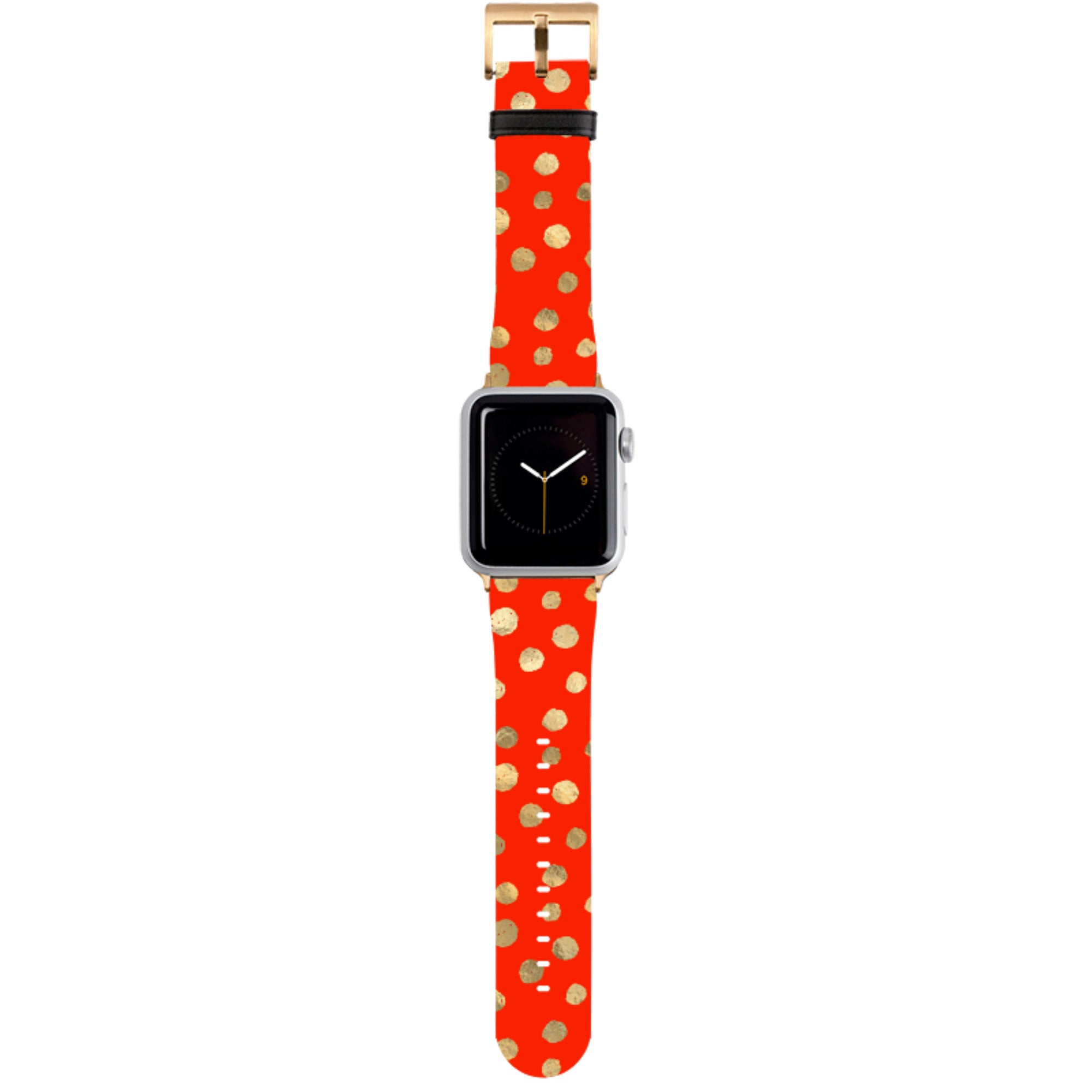 Red and Golden Dots Apple Watch Strap