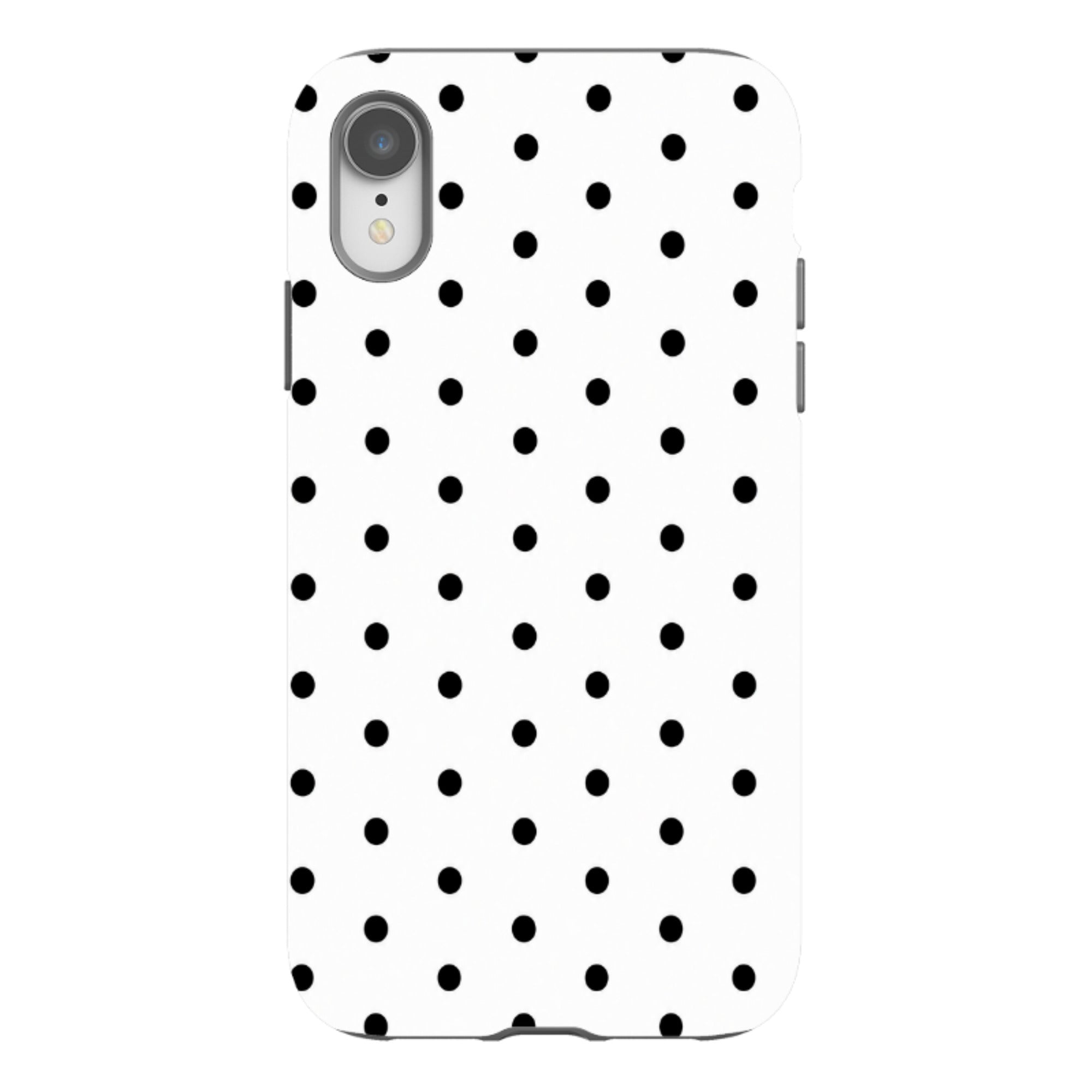 iPhone Tough Case - White & Black Polka Dot