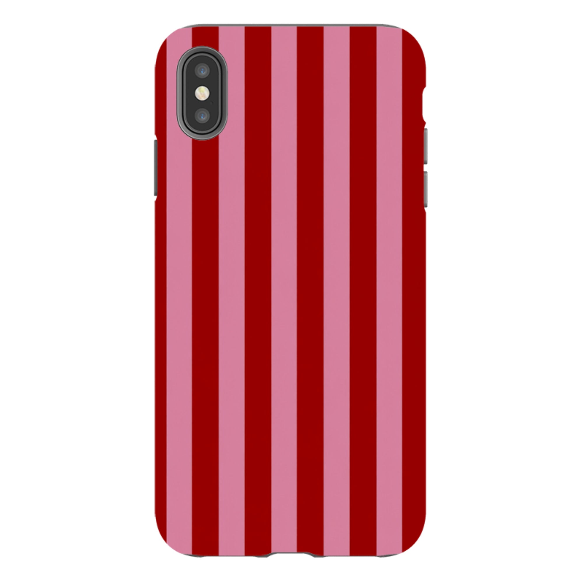 iPhone Tough Case - Burgundy & Pink Stripe