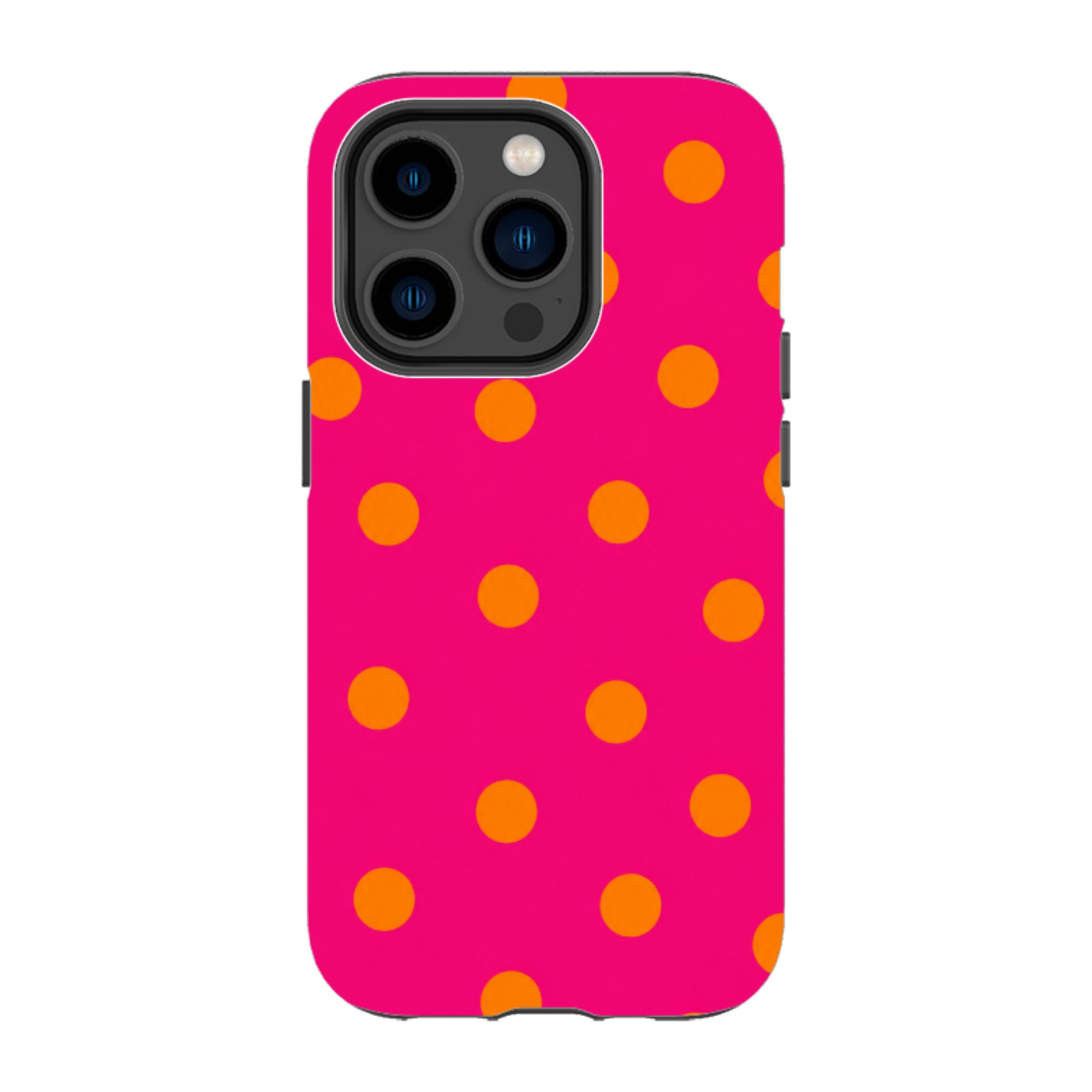 iPhone Tough Case - Hot Pink & Orange Polka Dot