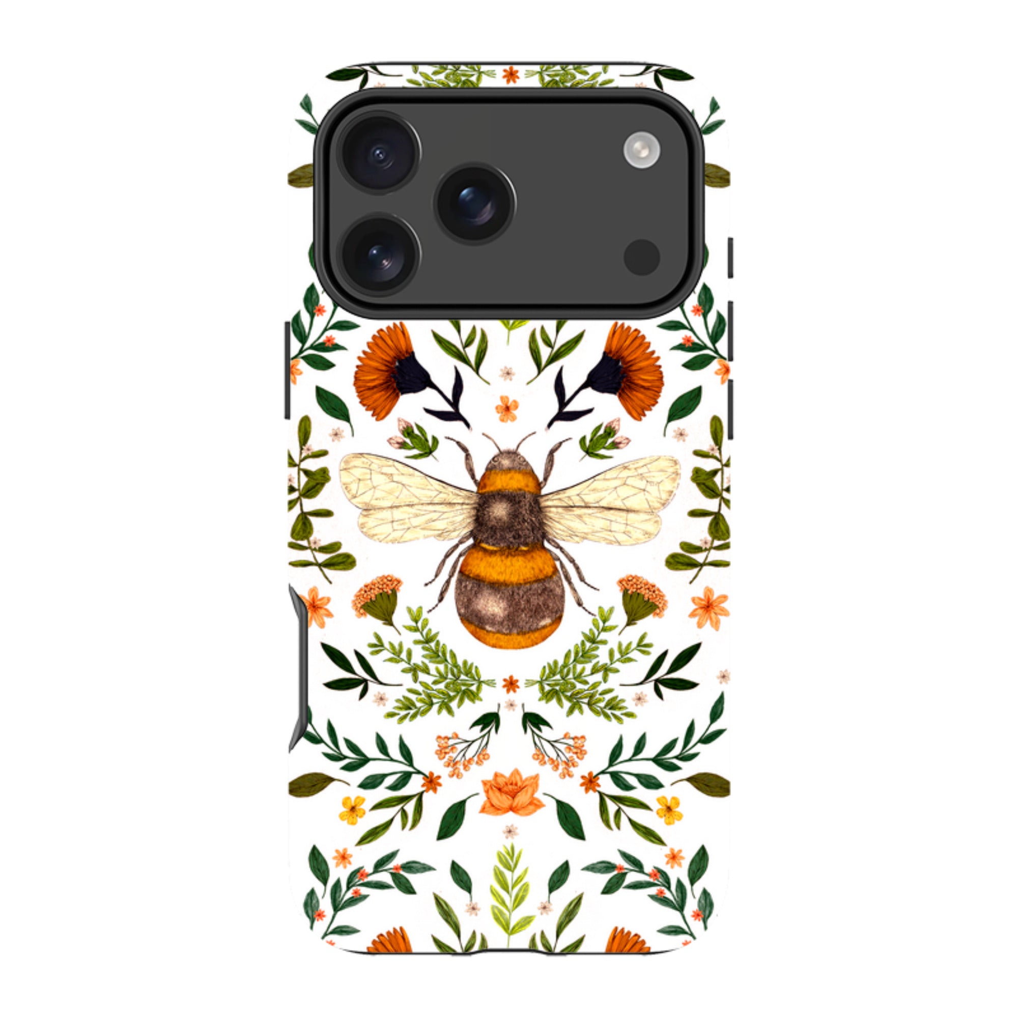 iPhone MagSafe Tough Case -  Botanical Bee White By Jade Mosinski