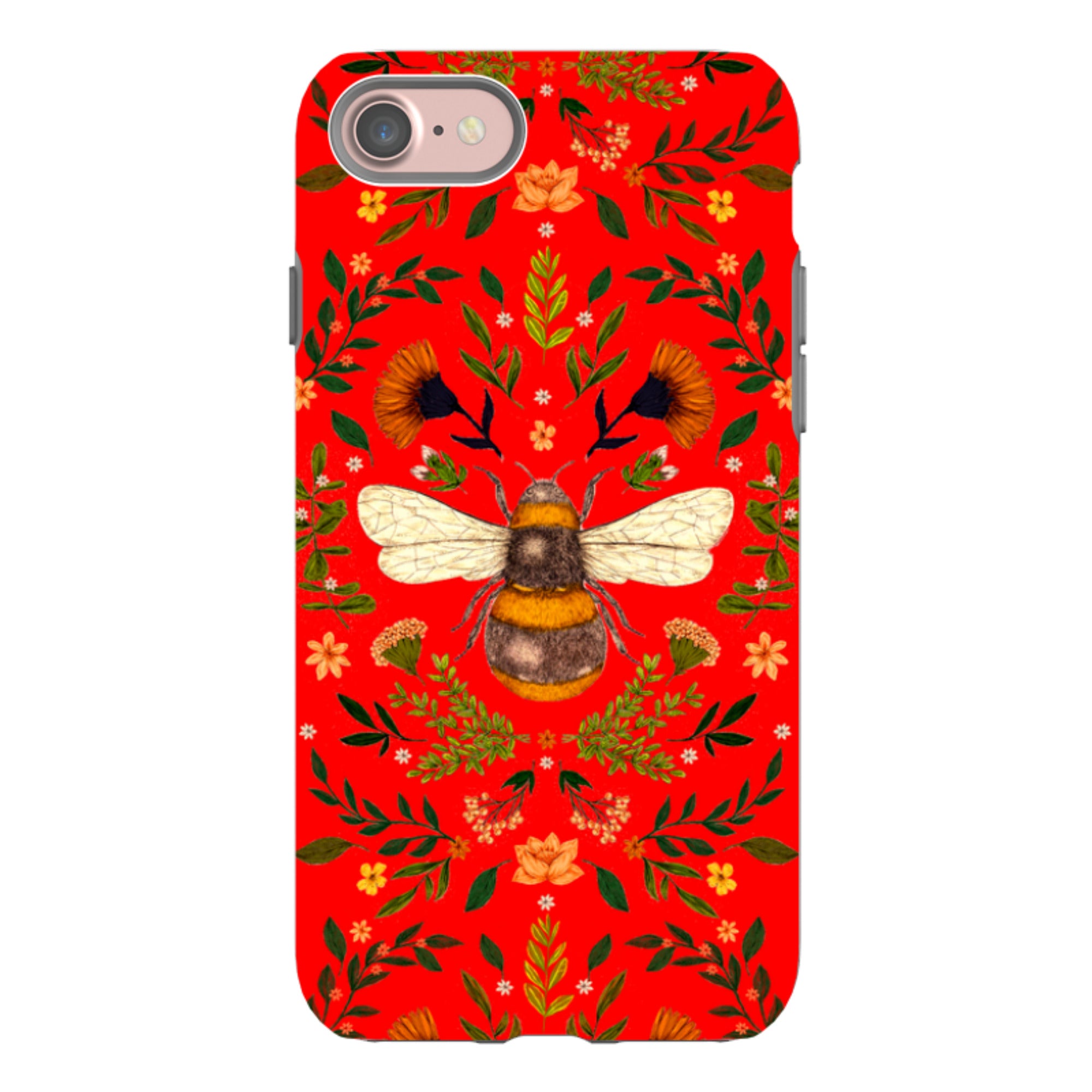 iPhone Tough Case - Botanical Bee Red By Jade Mosinski