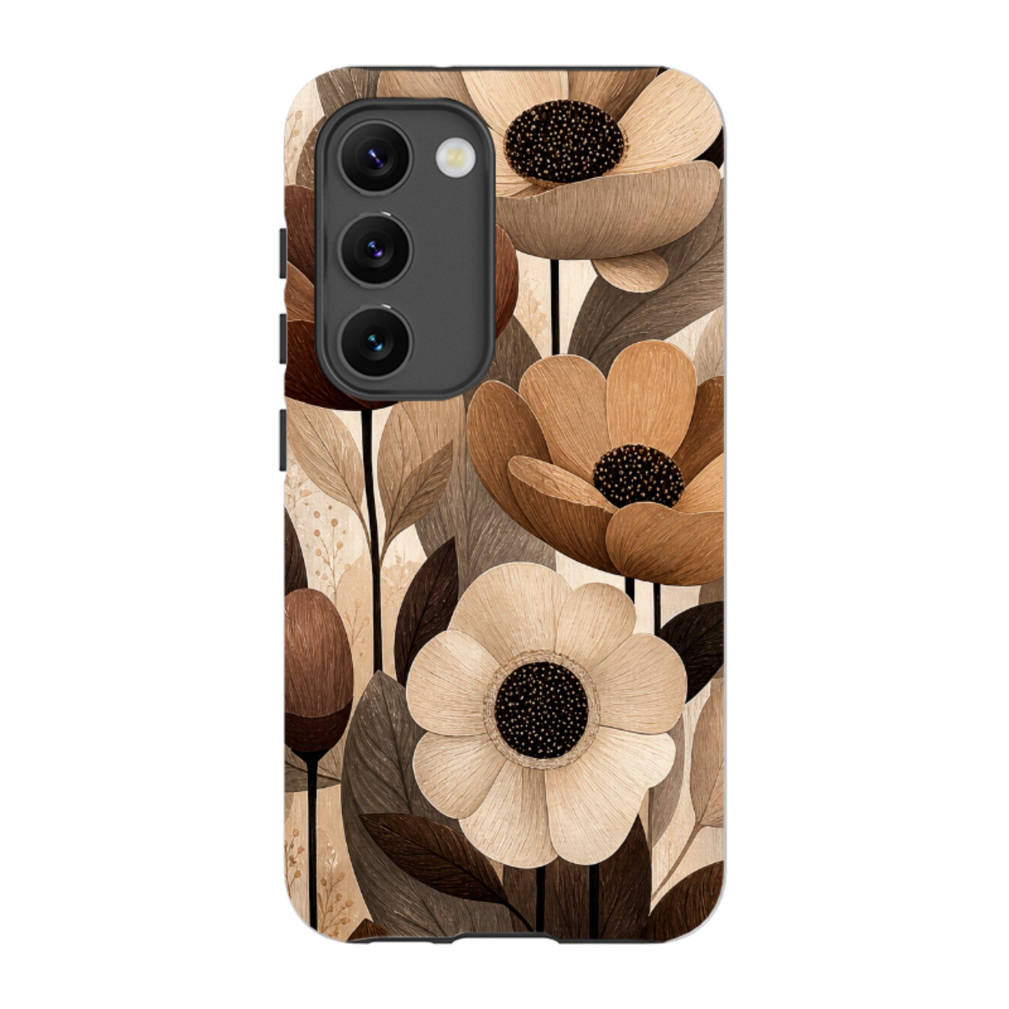 Samsung Tough Case - Chocolate Woodgrain Floral