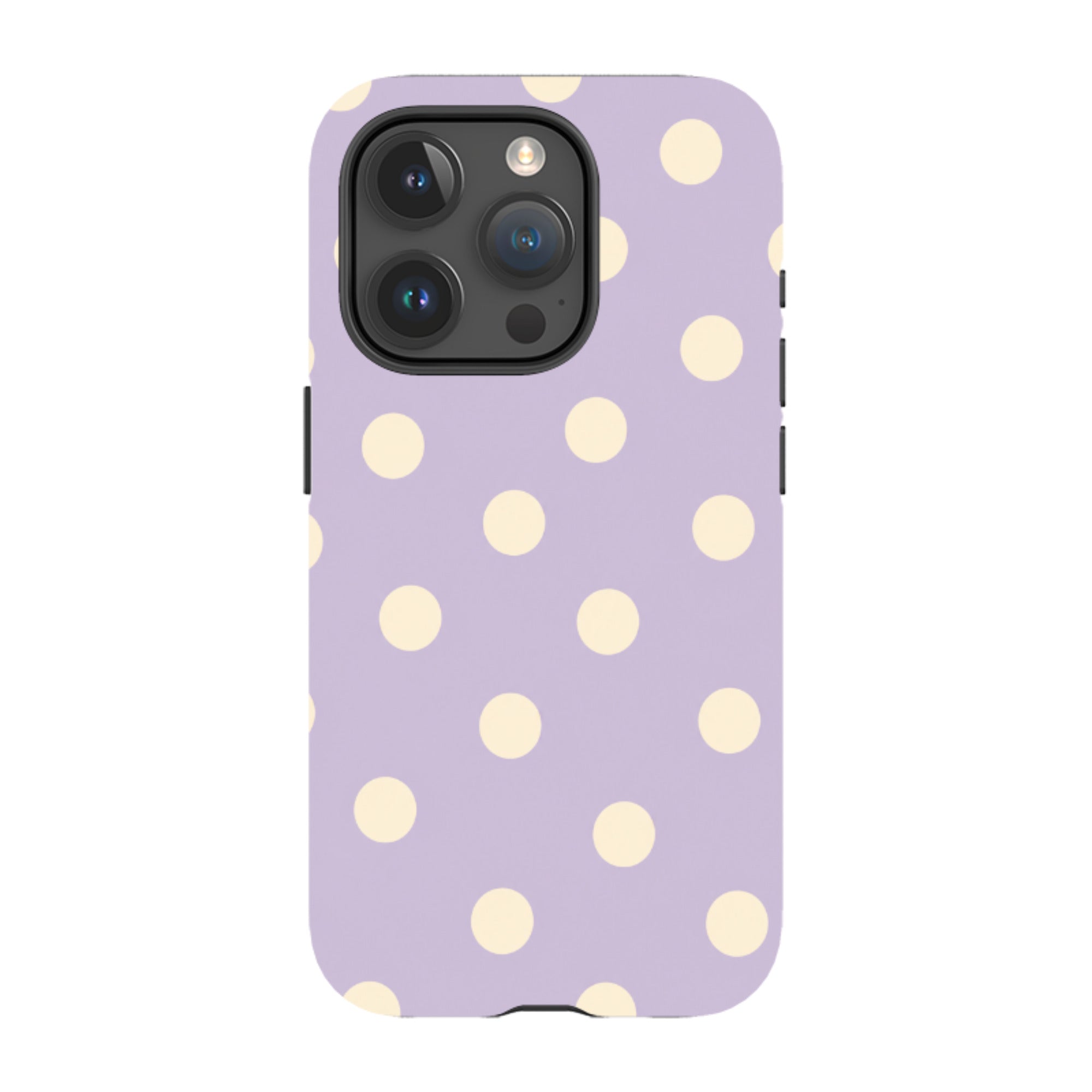 iPhone Tough Case - Pastel Purple & Cream Polka Dot