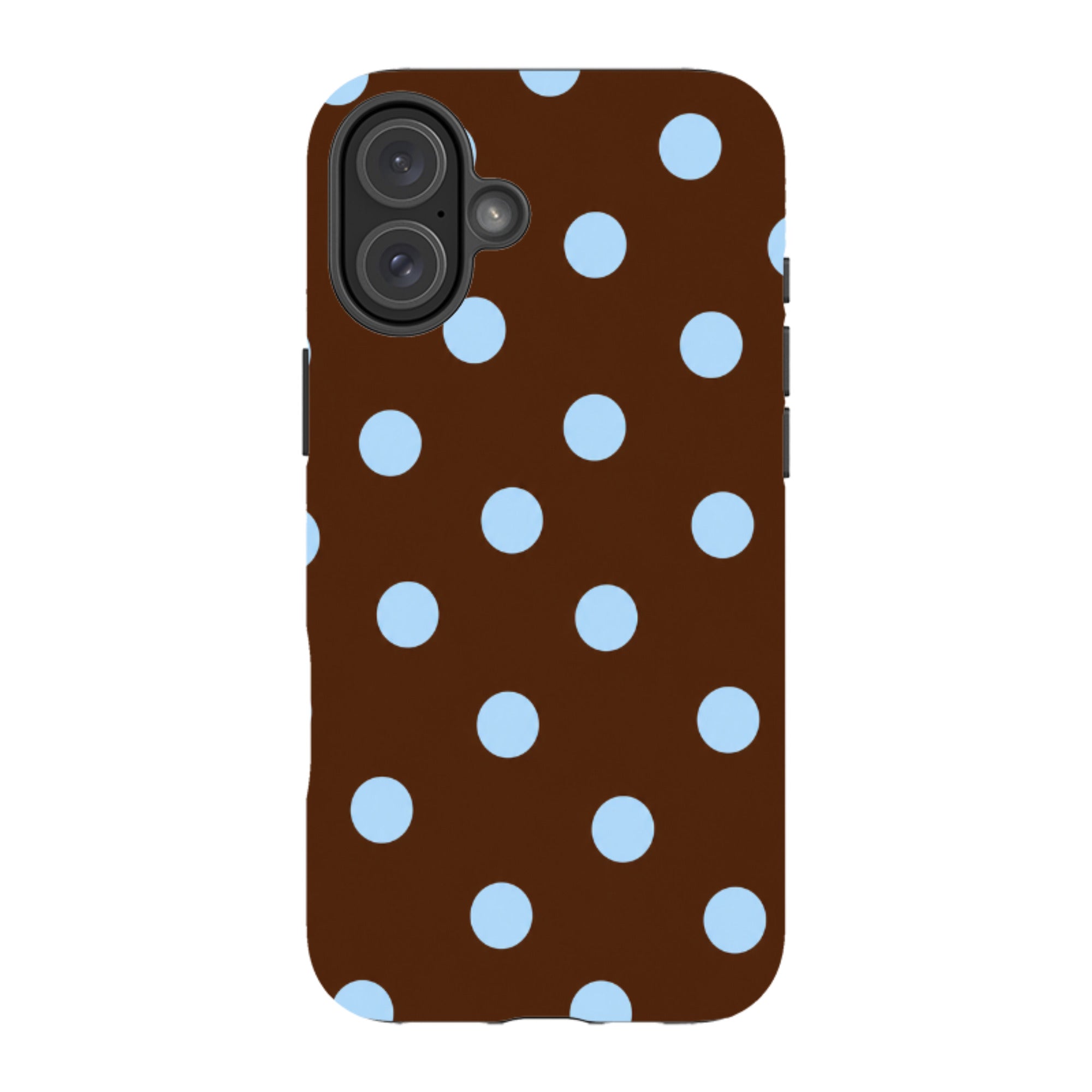 iPhone Tough Case - Chocolate Brown & Baby Blue Polka Dot