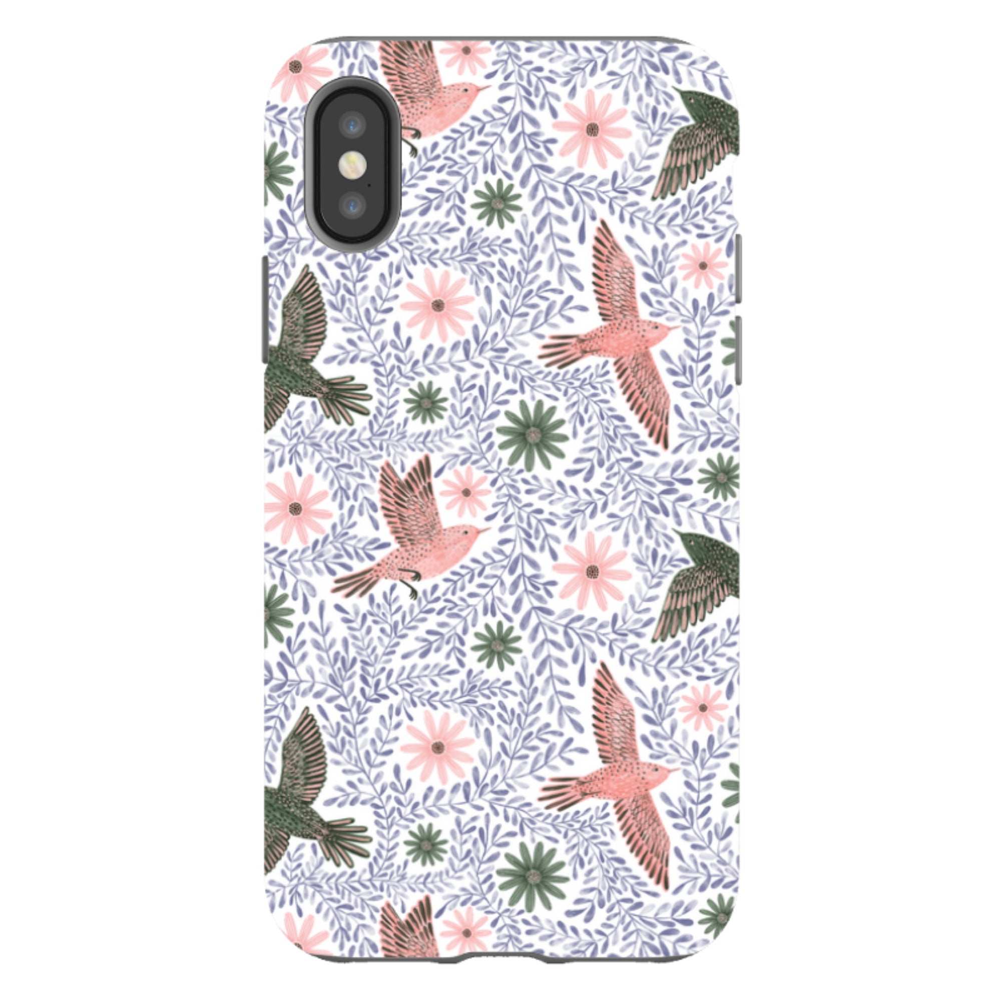 iPhone Tough Case - Bird Pattern Blue By Lee Foster Wilson