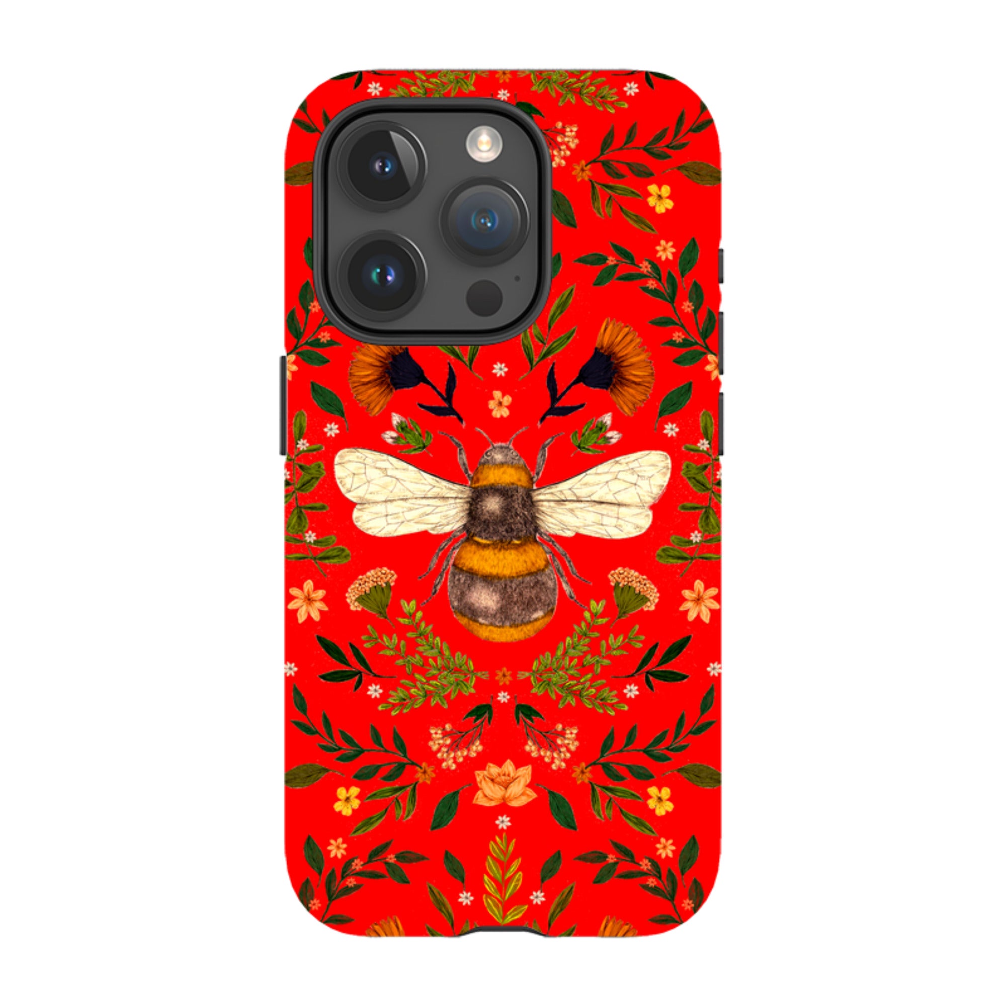 iPhone Tough Case - Botanical Bee Red By Jade Mosinski