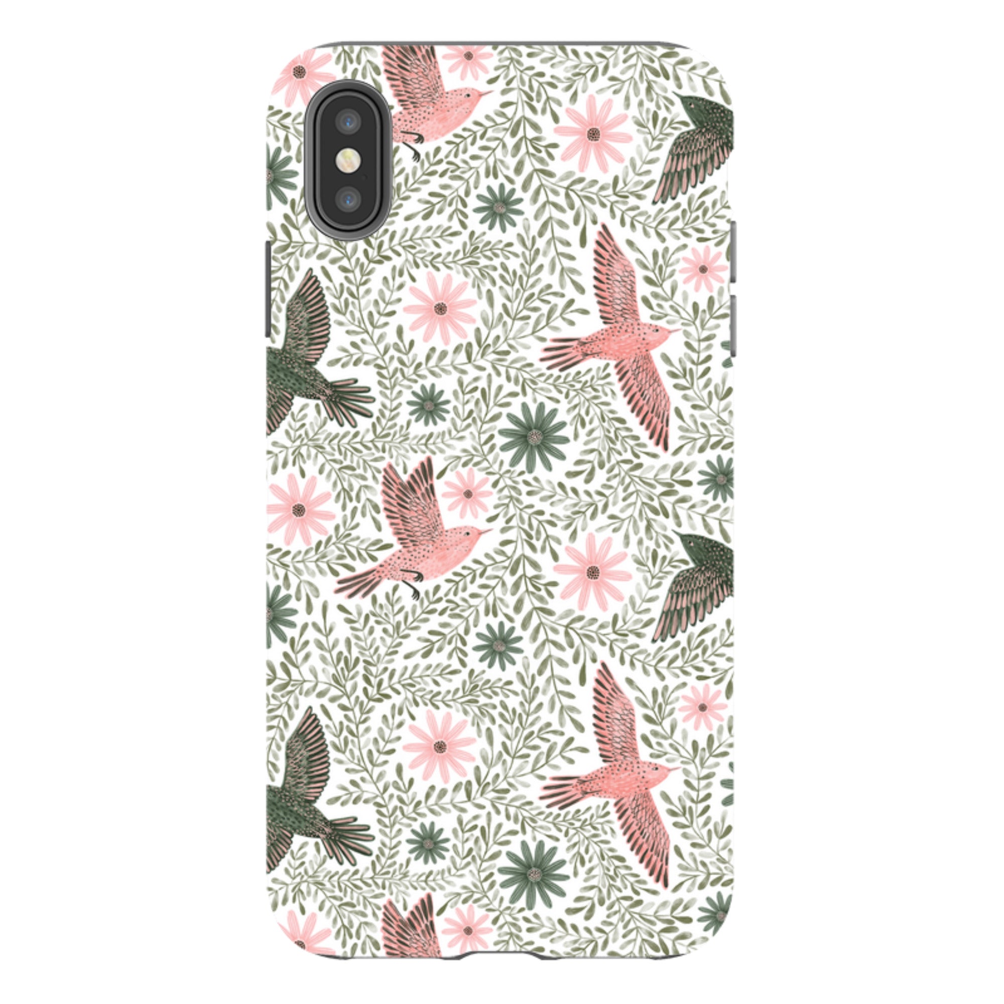 iPhone Tough Case - Bird Pattern Green By Lee Foster Wilson