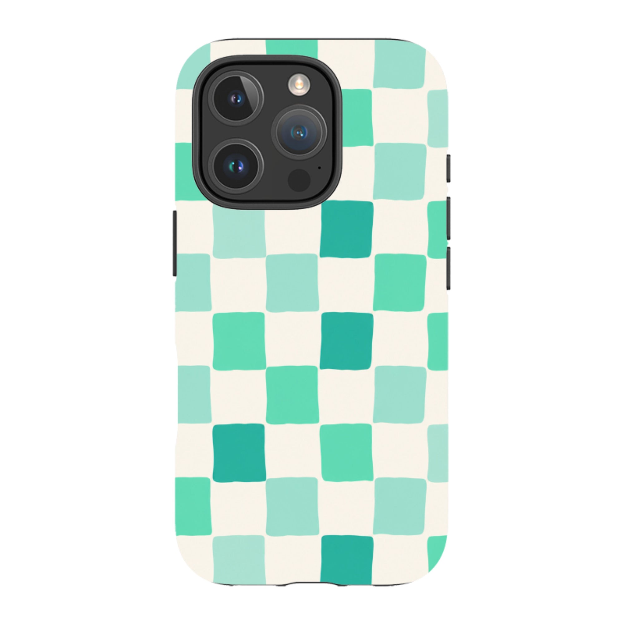 iPhone Tough Case - Mint Green Checkerboard