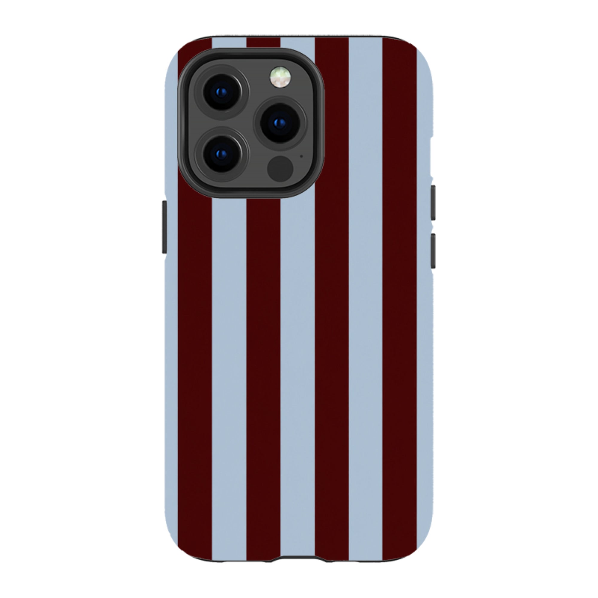 iPhone MagSafe Tough Case - Claret & Sky Blue Stripe