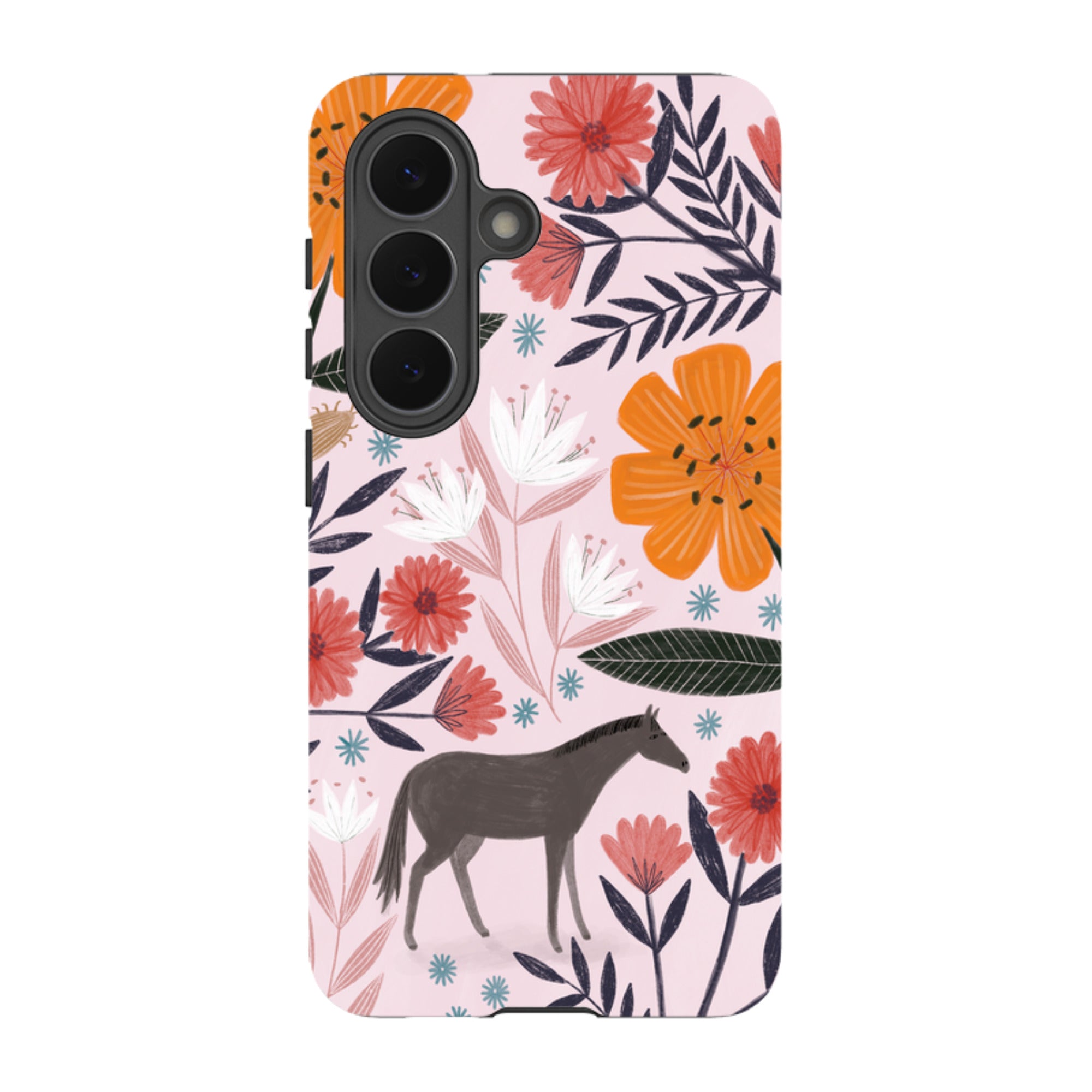 Samsung Tough Case - Pink Horse Floral By Lee Foster Wilson