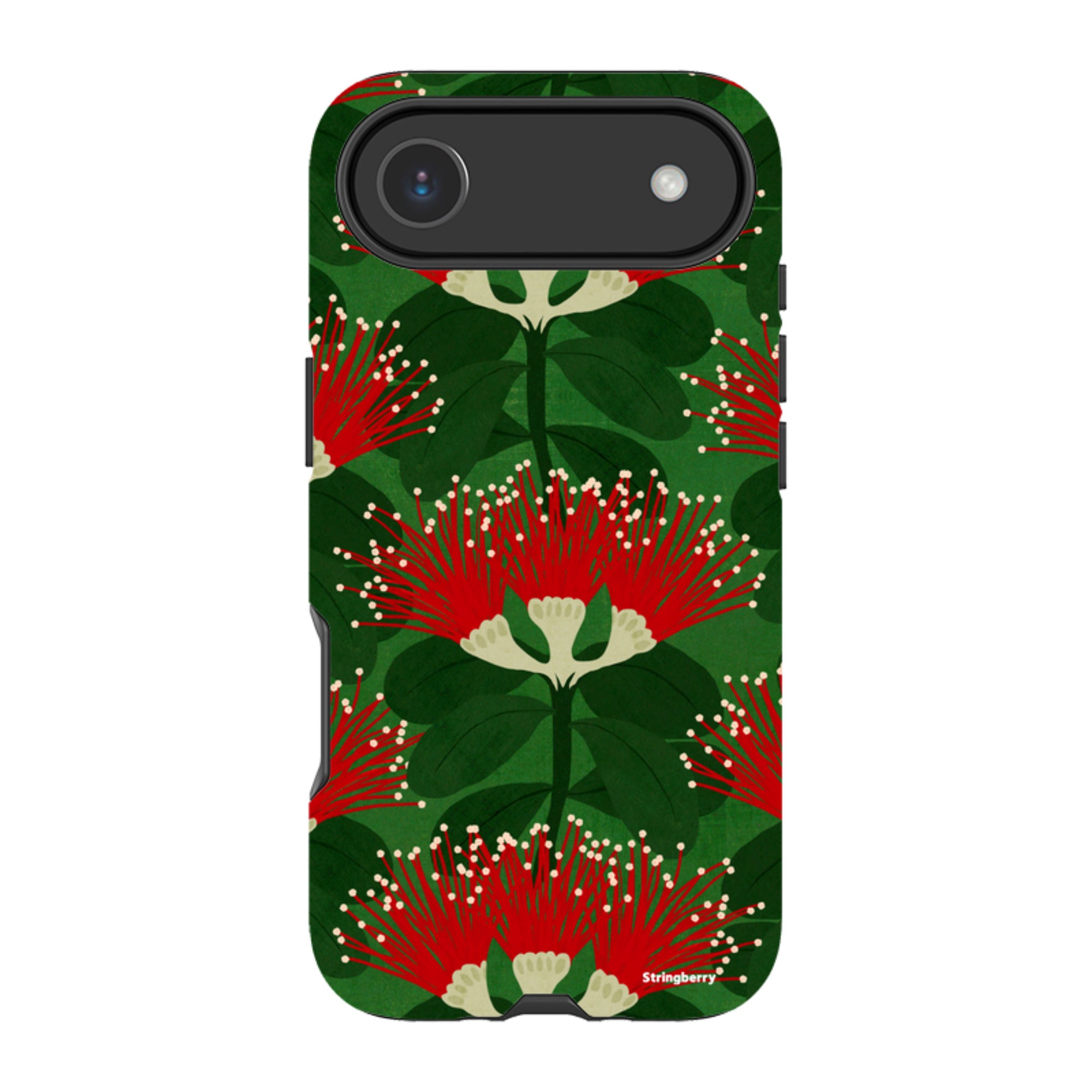 iPhone MagSafe Tough Case - Pohutukawa Green and Red By Katherine Quinn