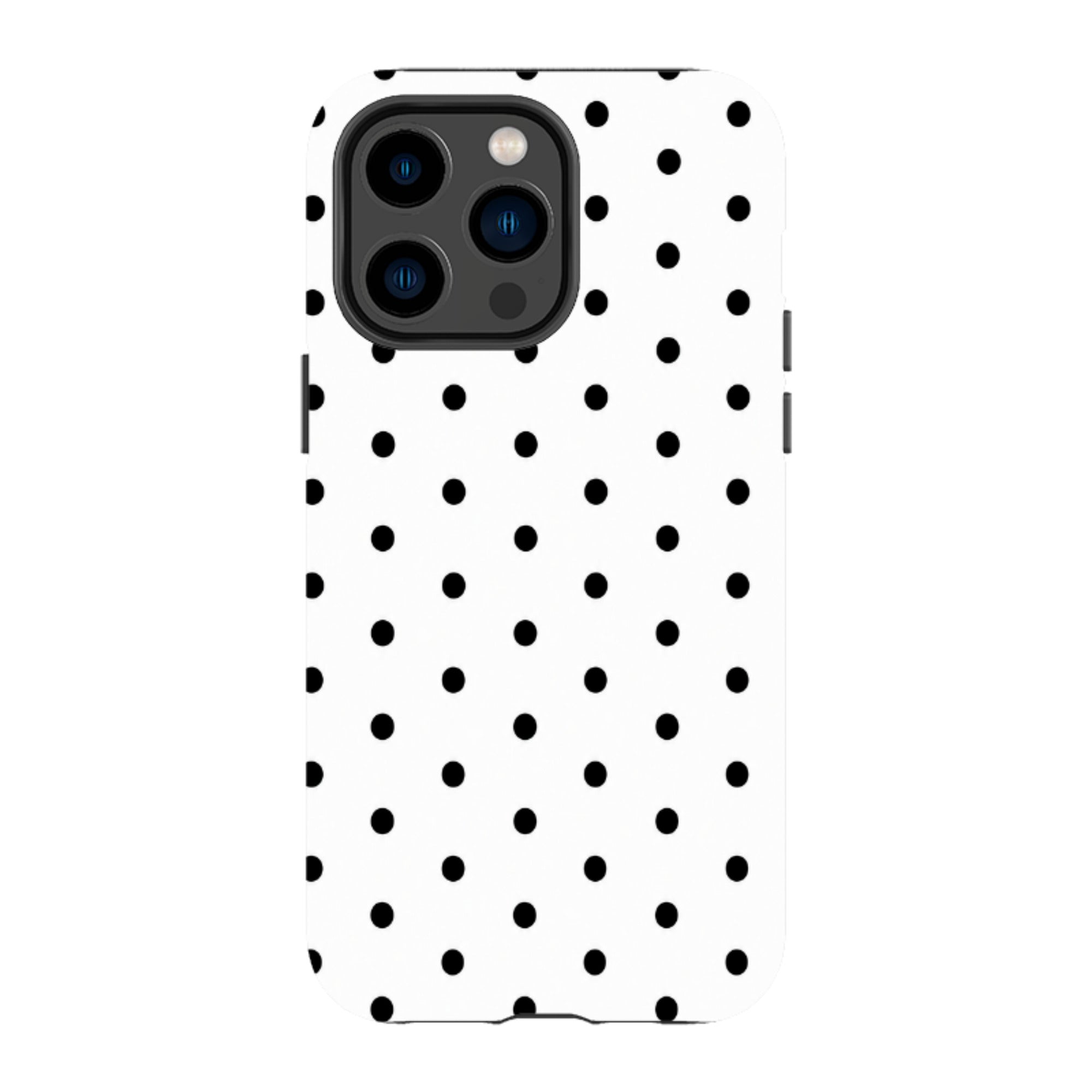 iPhone Tough Case - White & Black Polka Dot