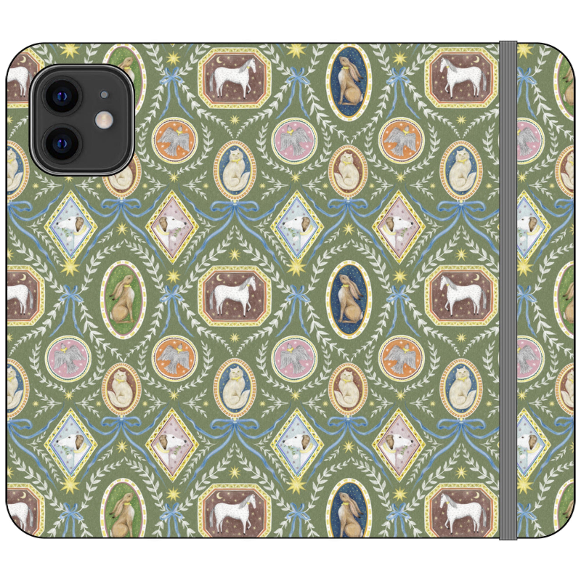 Charleston Moss Green Wallet Case By Catherine Rowe
