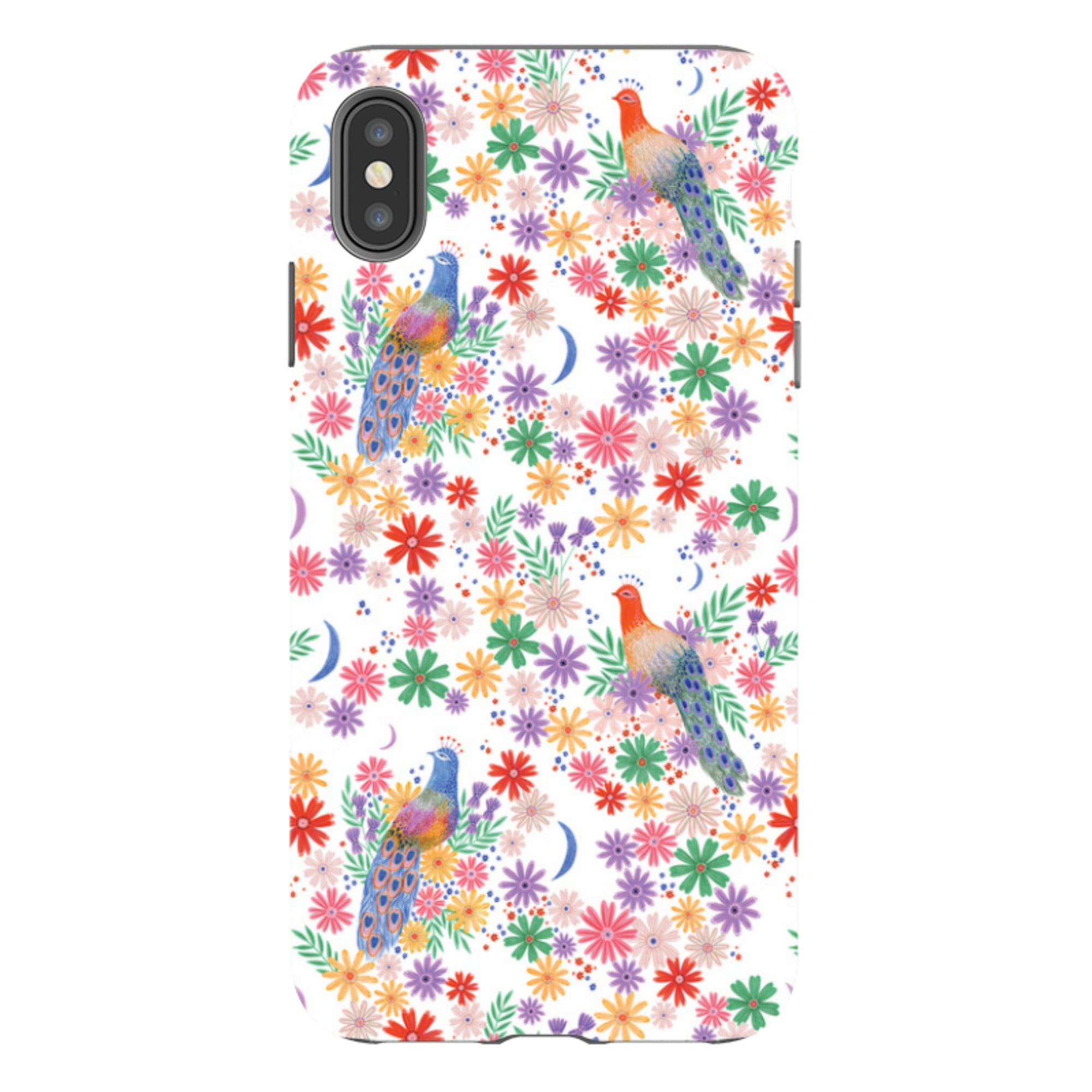 iPhone Tough Case - Peacock Pattern White By Lee Foster Wilson
