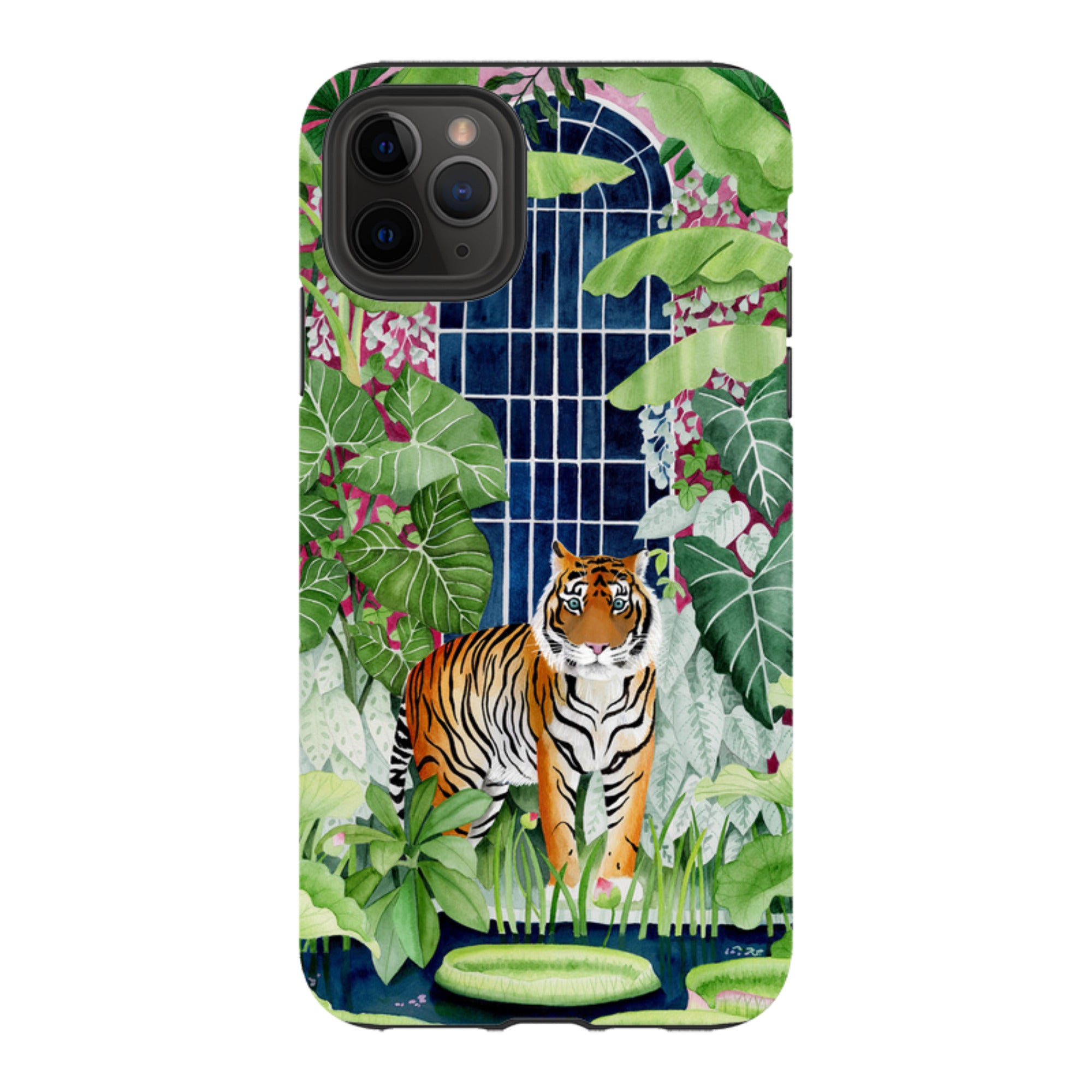 iPhone Tough Case - Green House Tiger By Bex Parkin