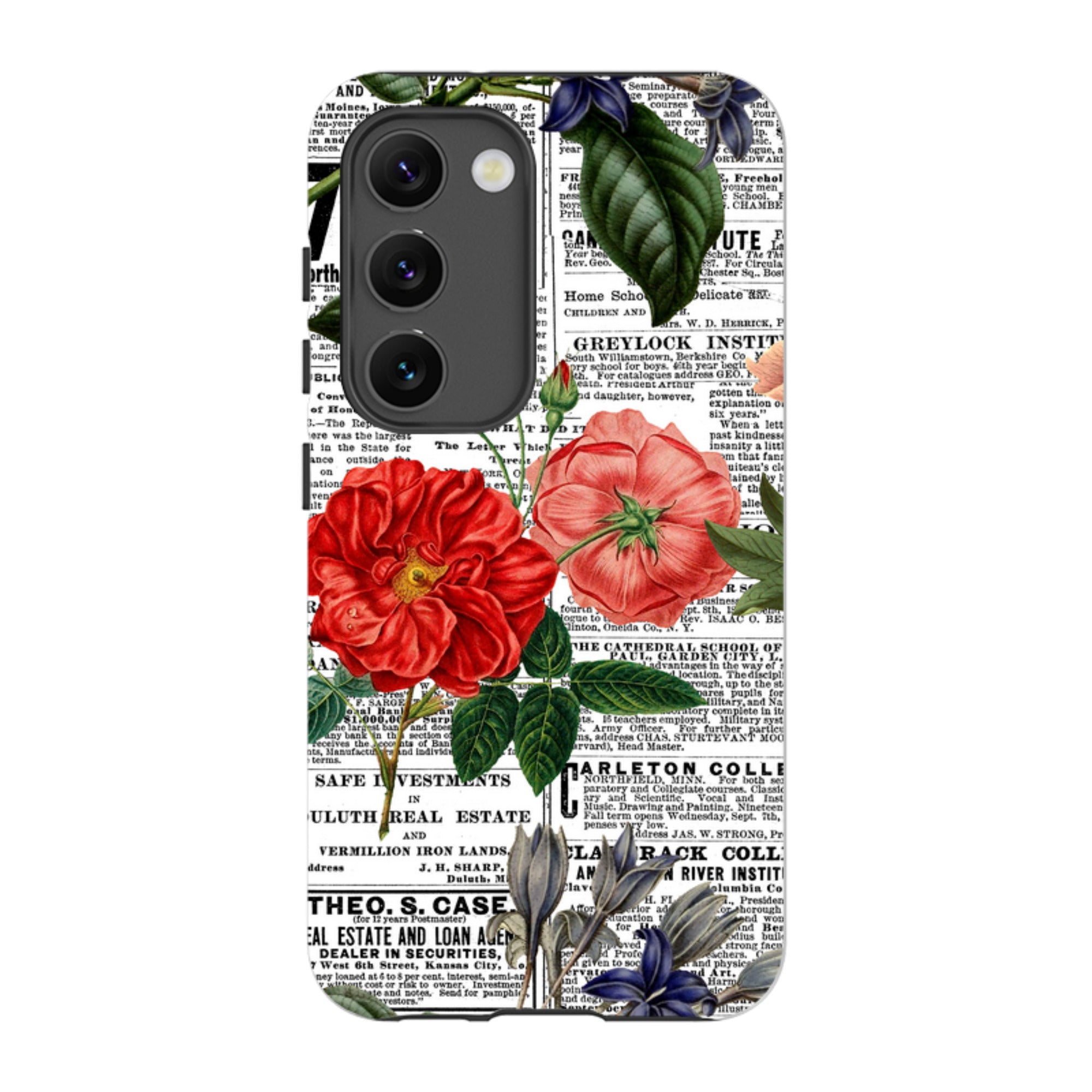 Samsung Tough Case - Floral Newsprint