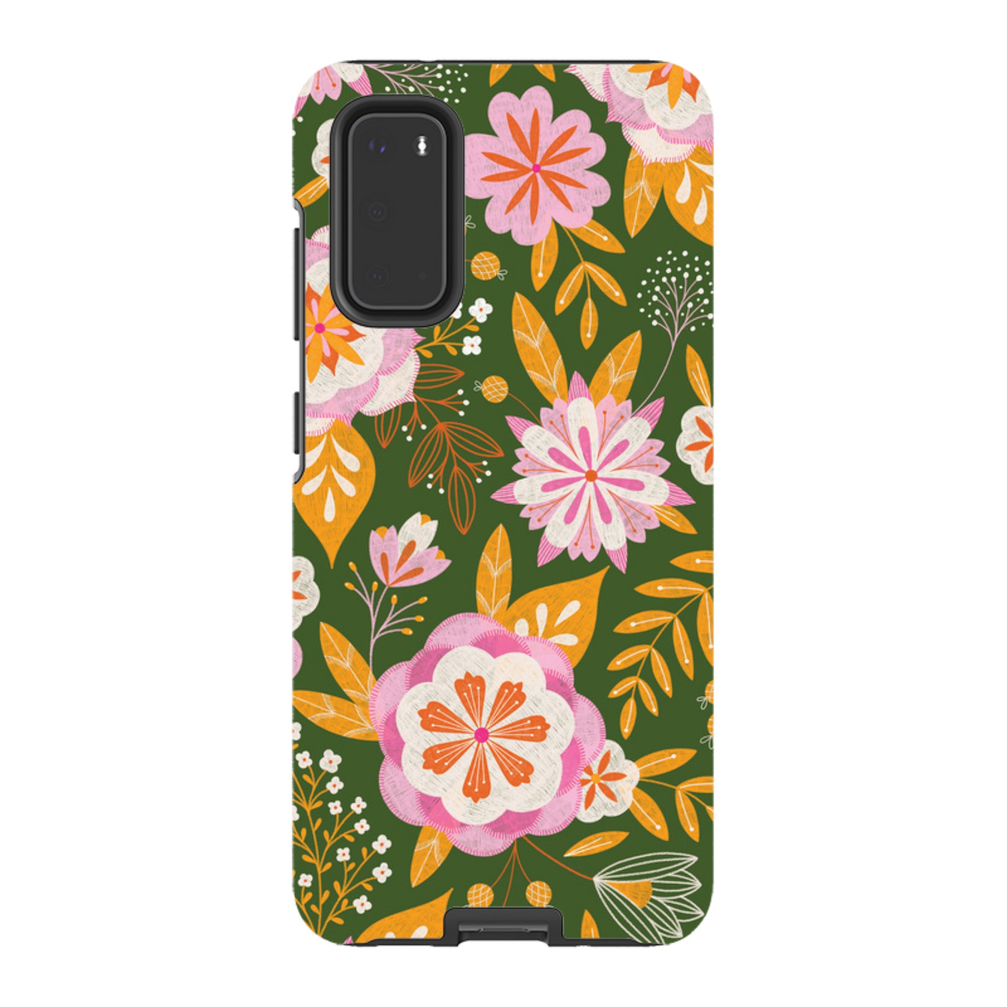 Samsung Tough Case - Big Bold Blooms Green By Jenny Zemanek