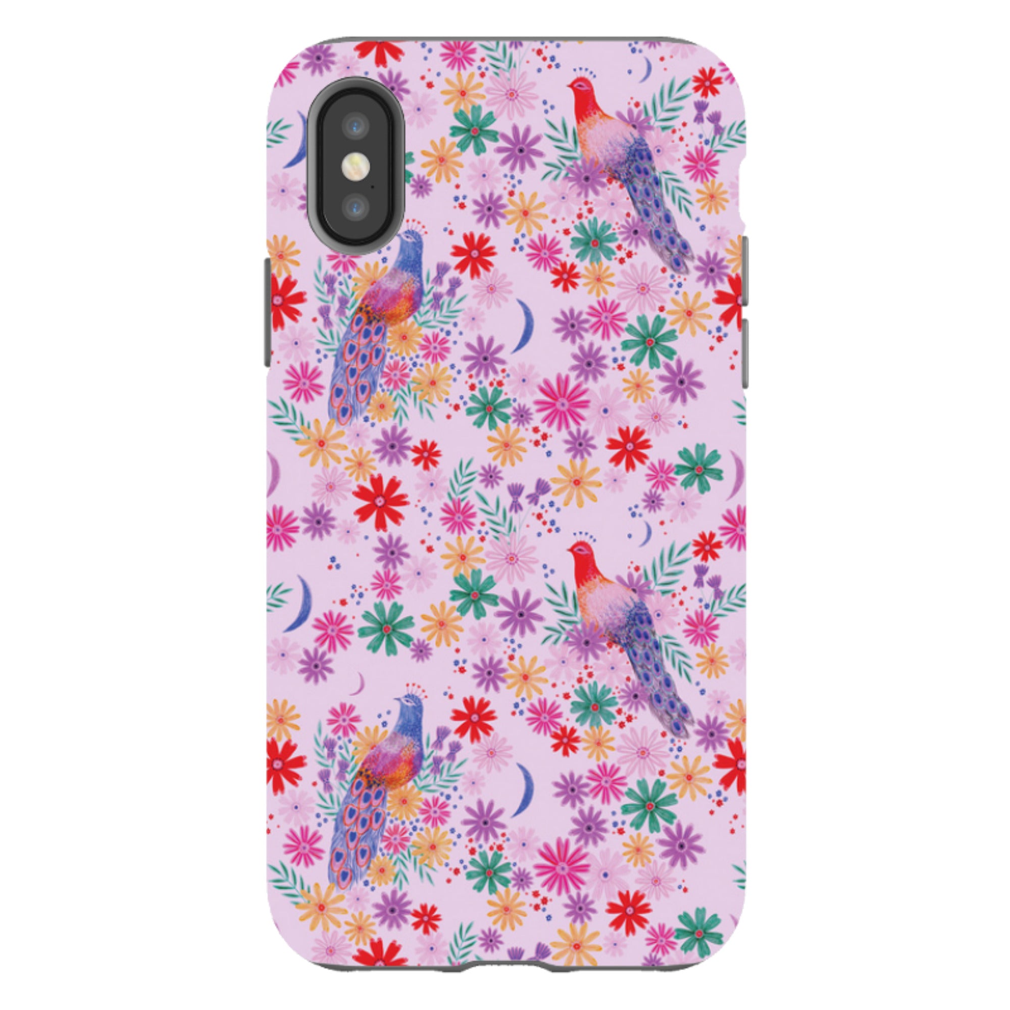 iPhone Tough Case - Peacock Pattern Lilac By Lee Foster Wilson