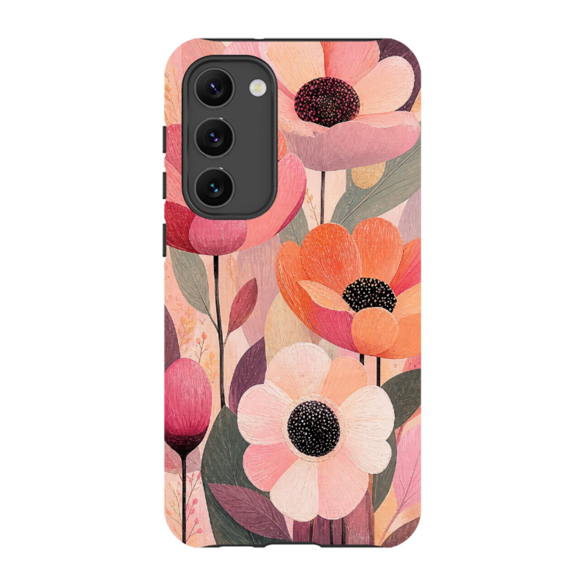 Samsung Tough Case - Peach Woodgrain Floral