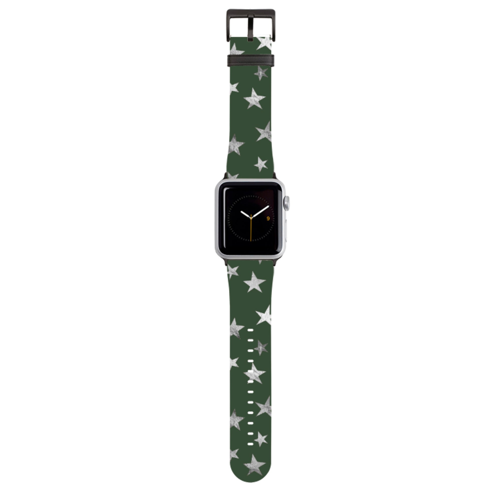 Green and Silver Stars Apple Watch Strap