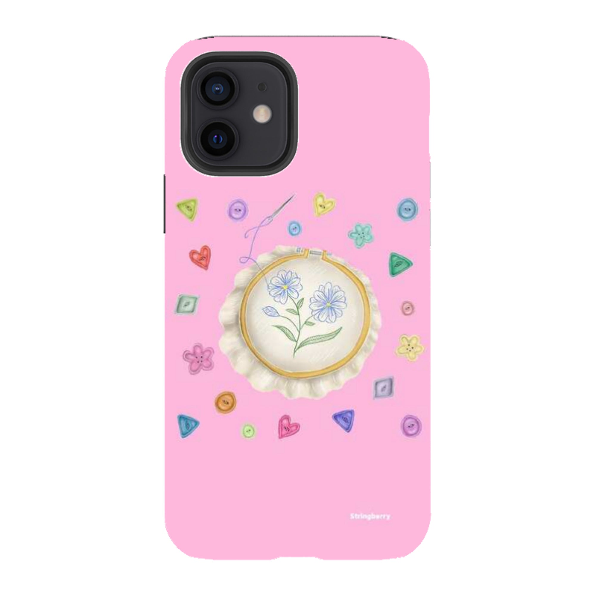 iPhone Tough Case - Flower Buttons Needlework By Catherine Rowe