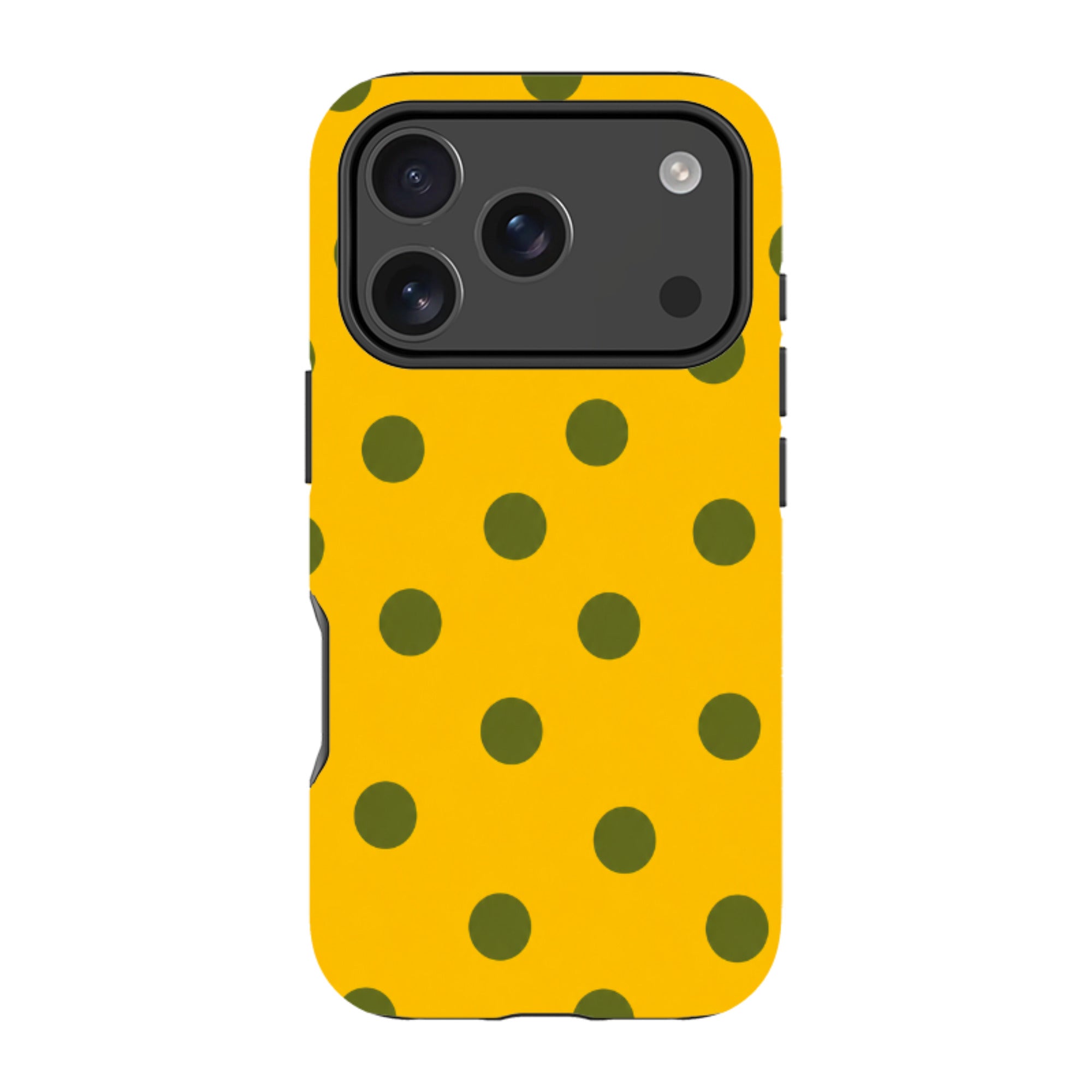 iPhone MagSafe Tough Case - Mustard Yellow & Olive Green Polka Dot