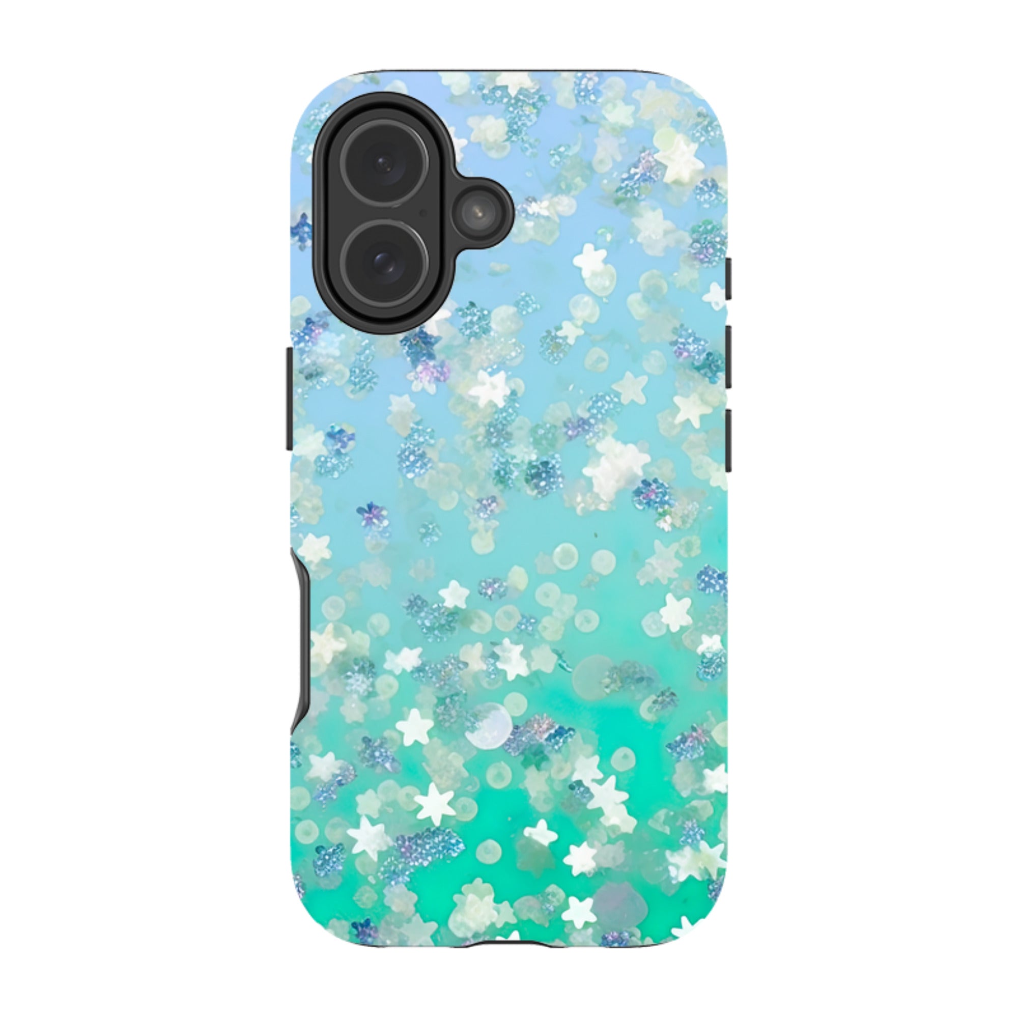 iPhone MagSafe Tough Case - Green Stars (case does not glitter)