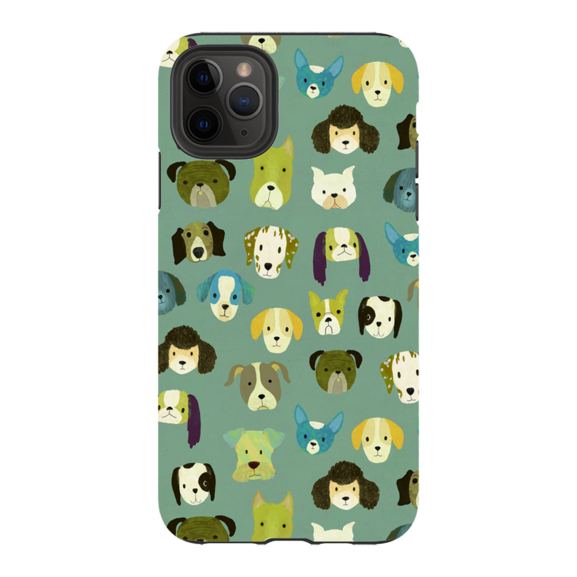 iPhone Tough Case - Dog Heads Green By Katherine Quinn