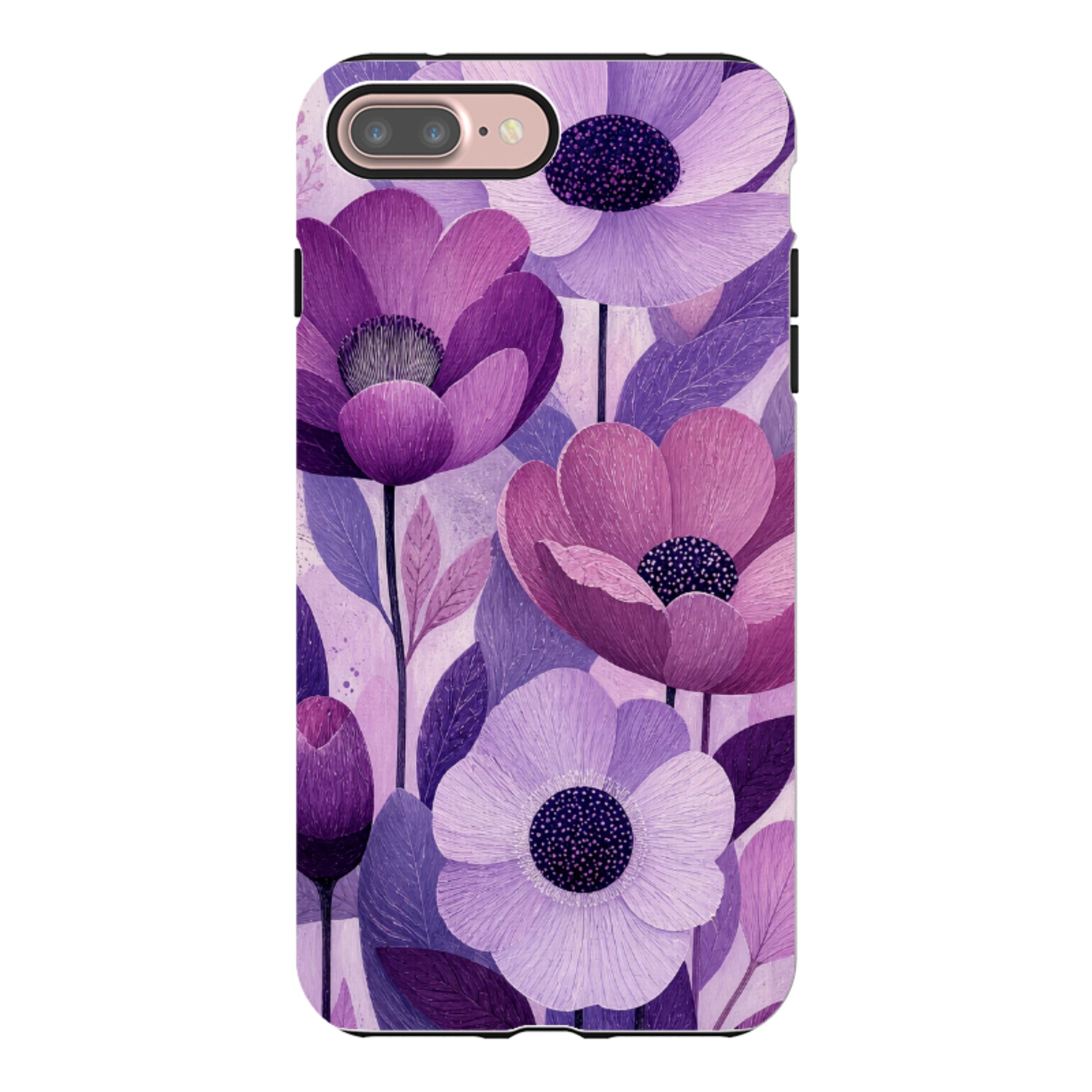 iPhone Tough Case - Purple Woodgrain Floral